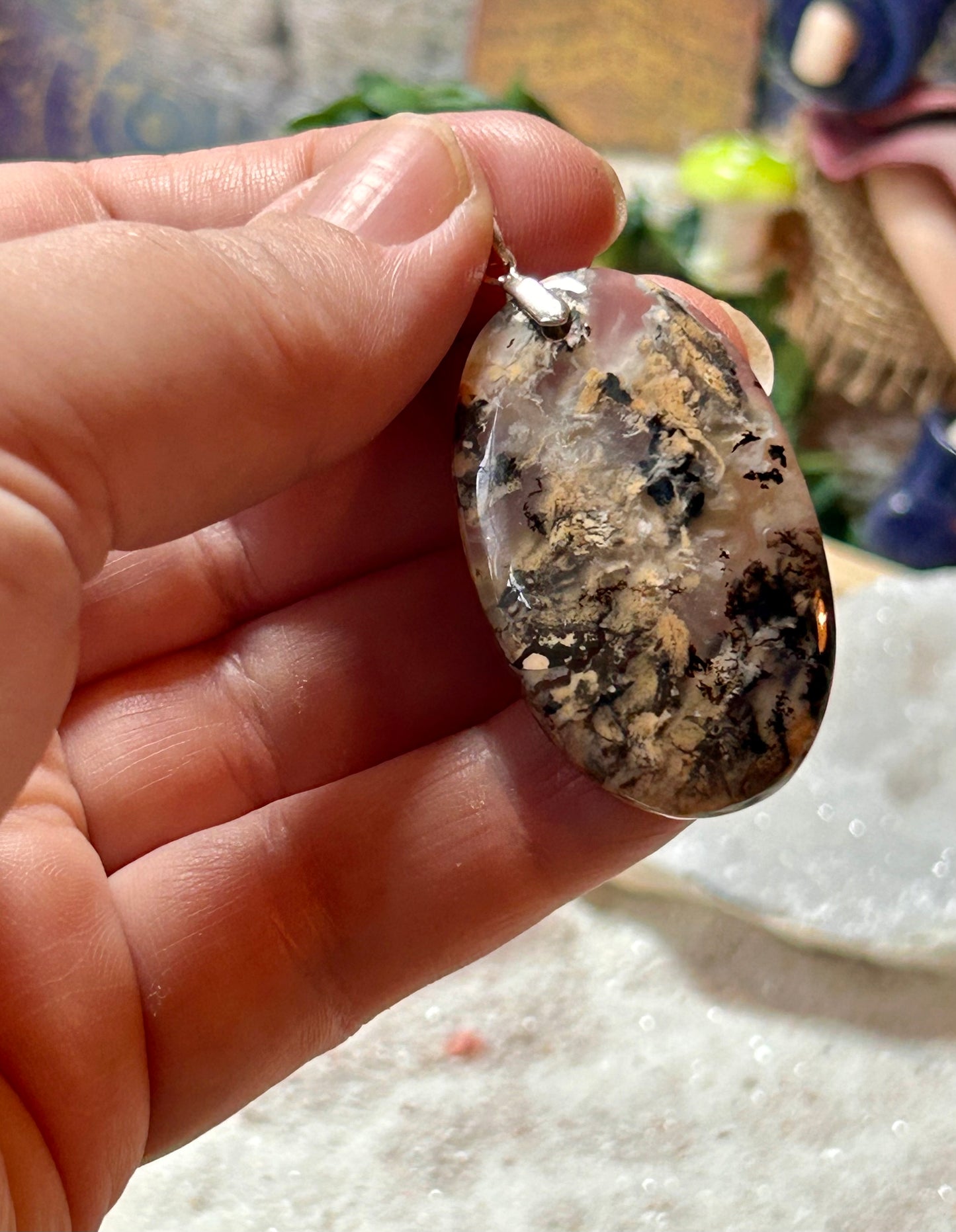 Pendentif d’agate dendritique