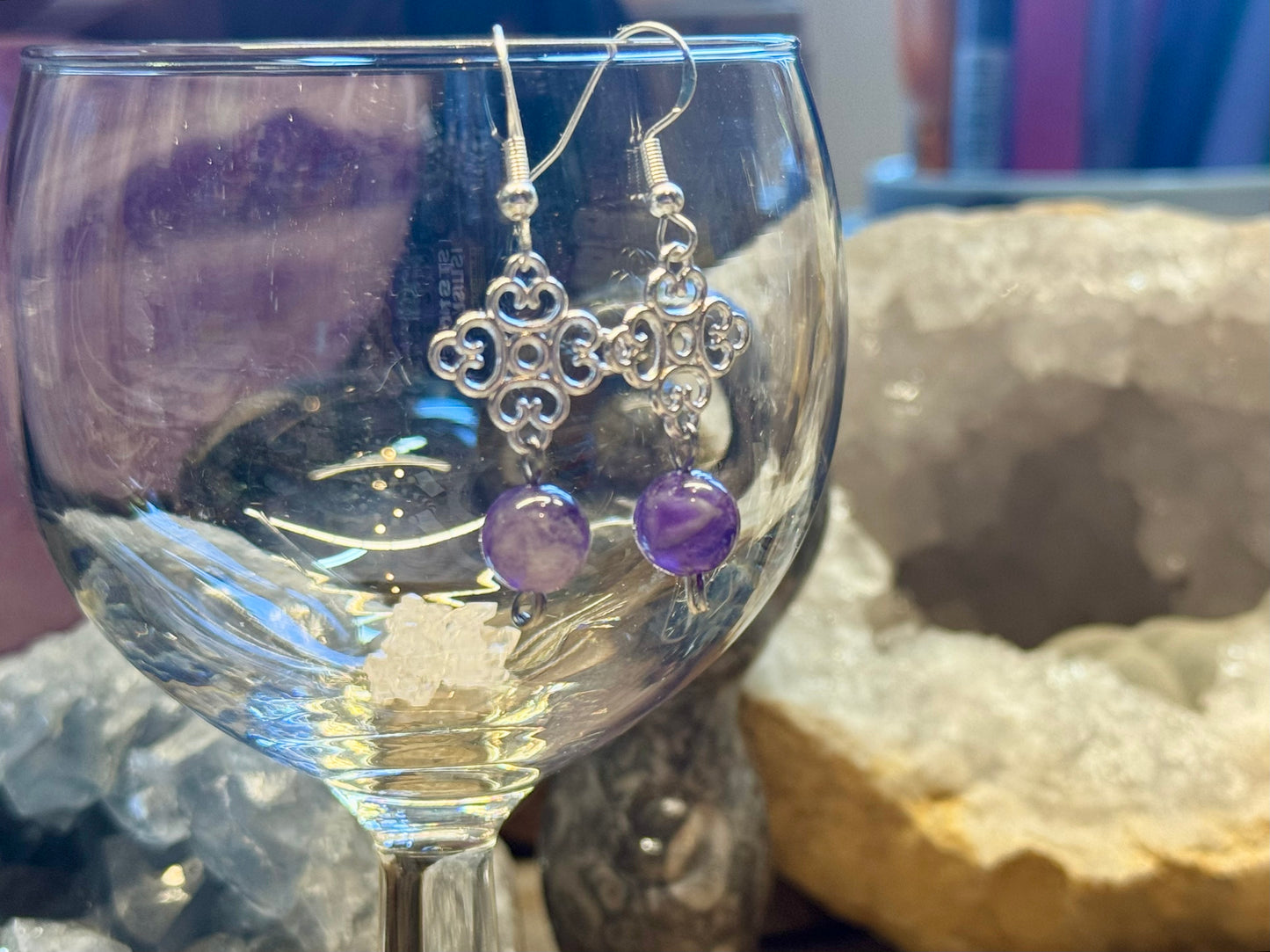 Boucles d’oreilles fantaisie Améthyste