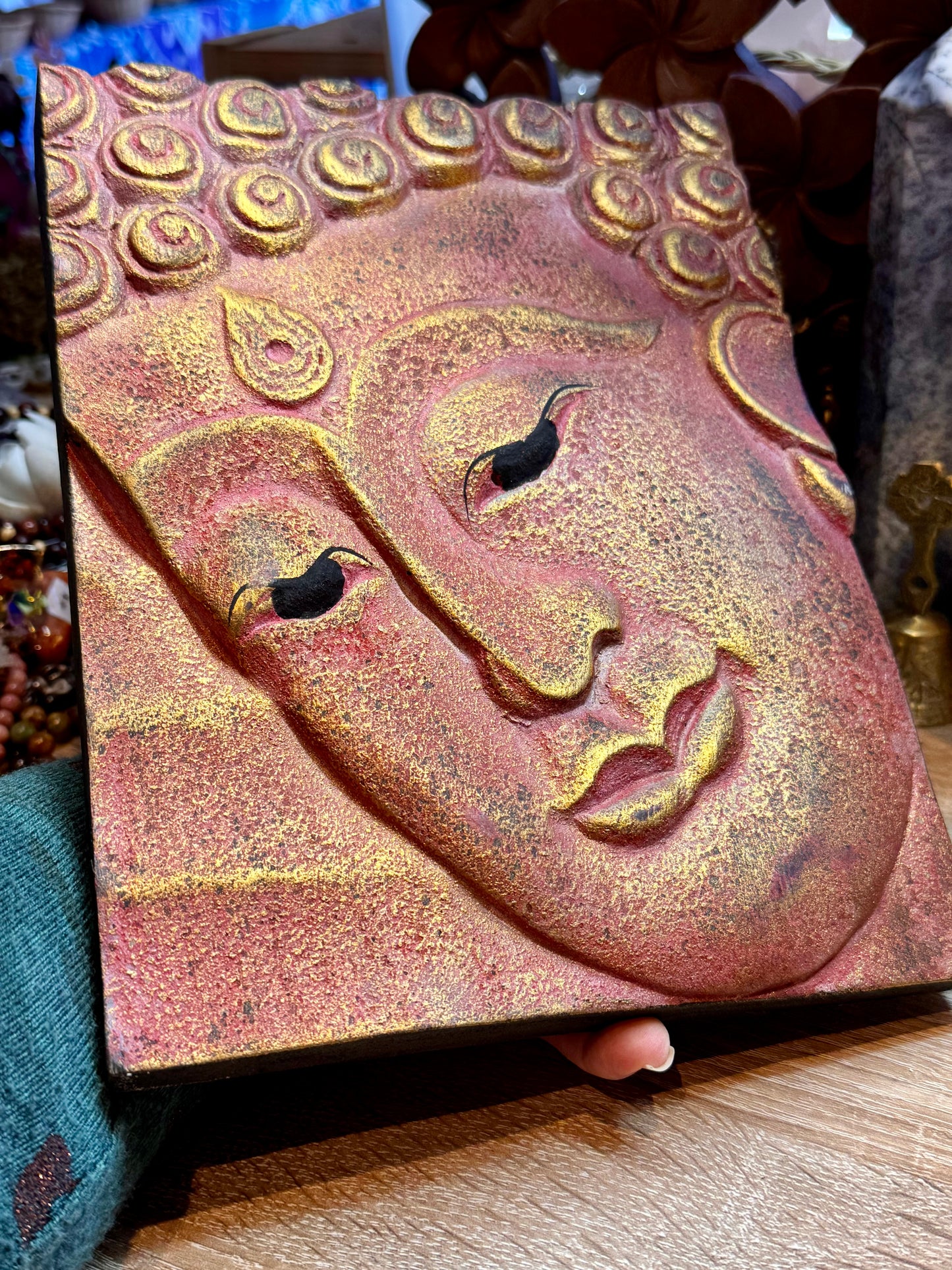 Cadre Bouddha en bois sculpté