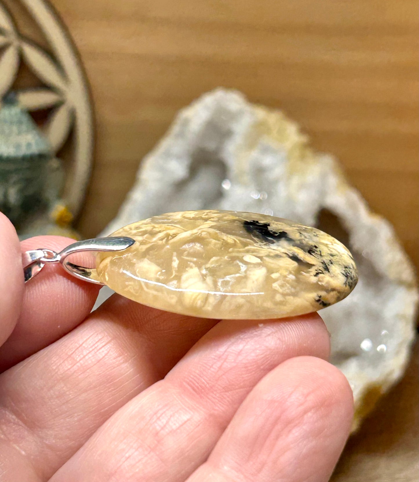 Pendentif d’agate dendrite de tigre