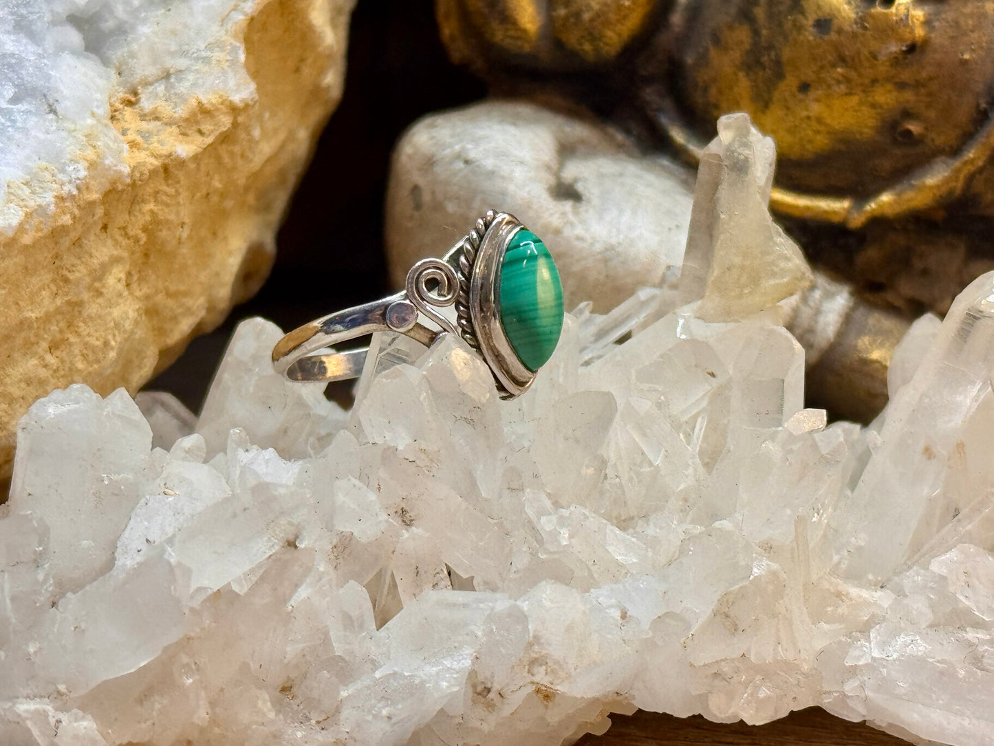 Bague en argent 925 et malachite