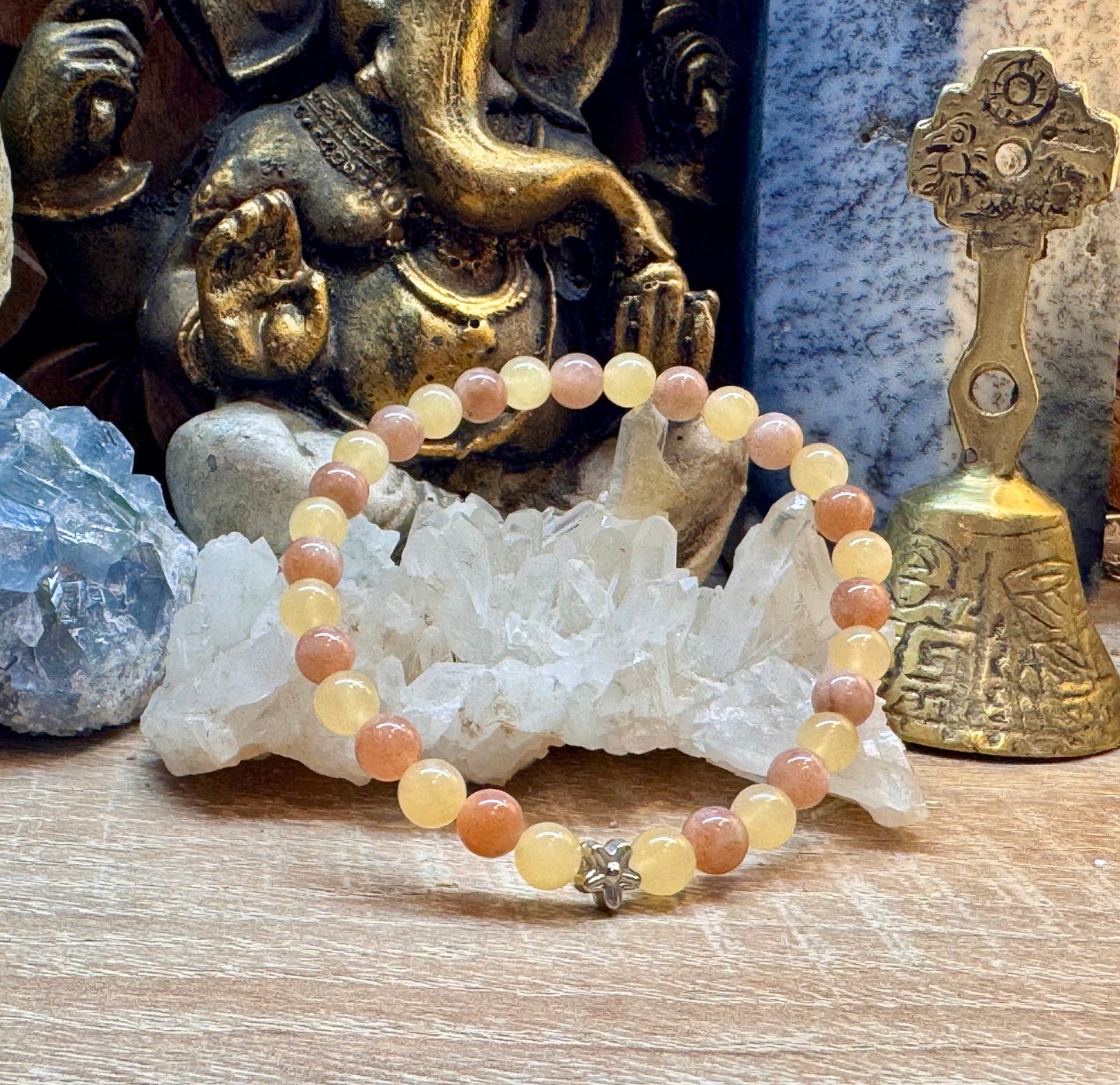 Bracelet Jade Jaune et Pierre du Soleil