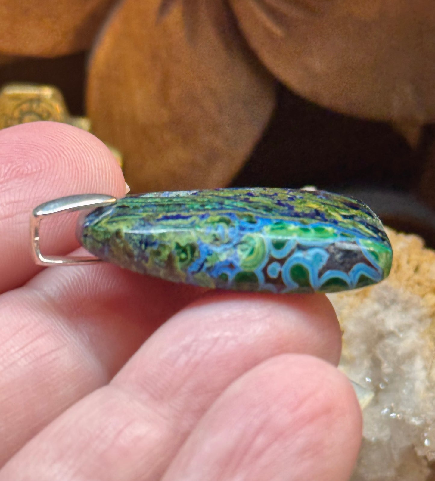 Pendentif d’azurite malachite