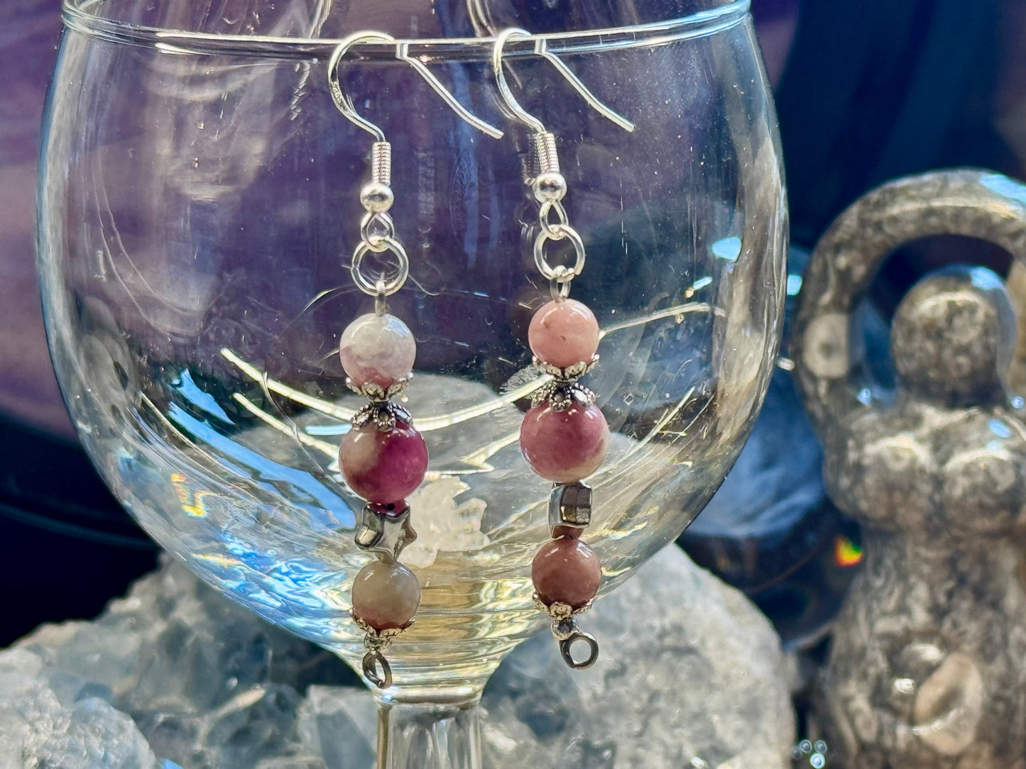 Boucles d’oreilles en Tourmaline Rose