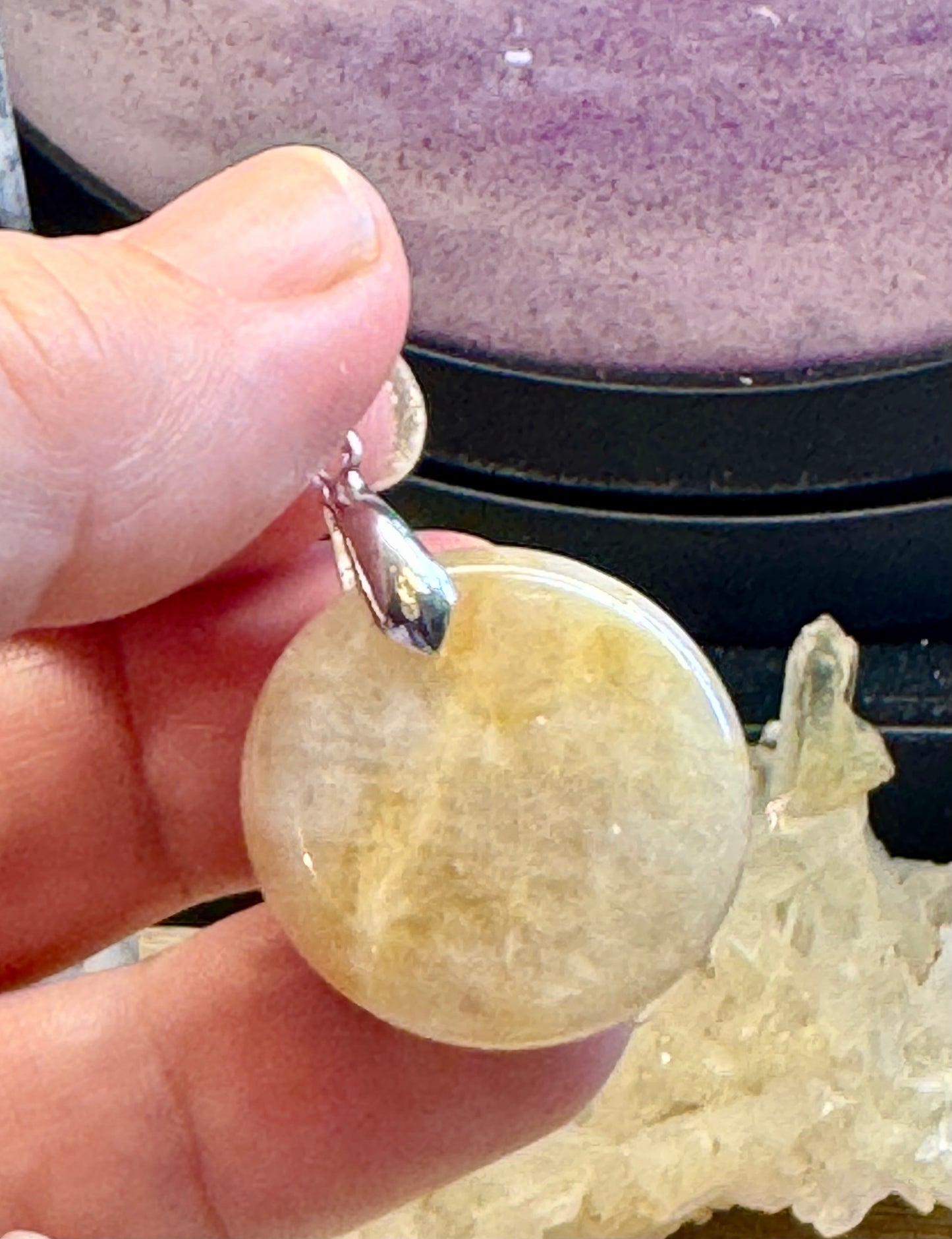Pendentif en Aventurine Jaune et Sceau de Métatron