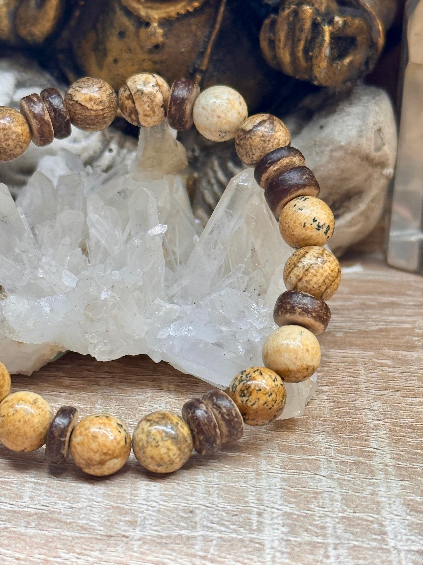 Bracelet Jaspe Paysage et Bois 17cm