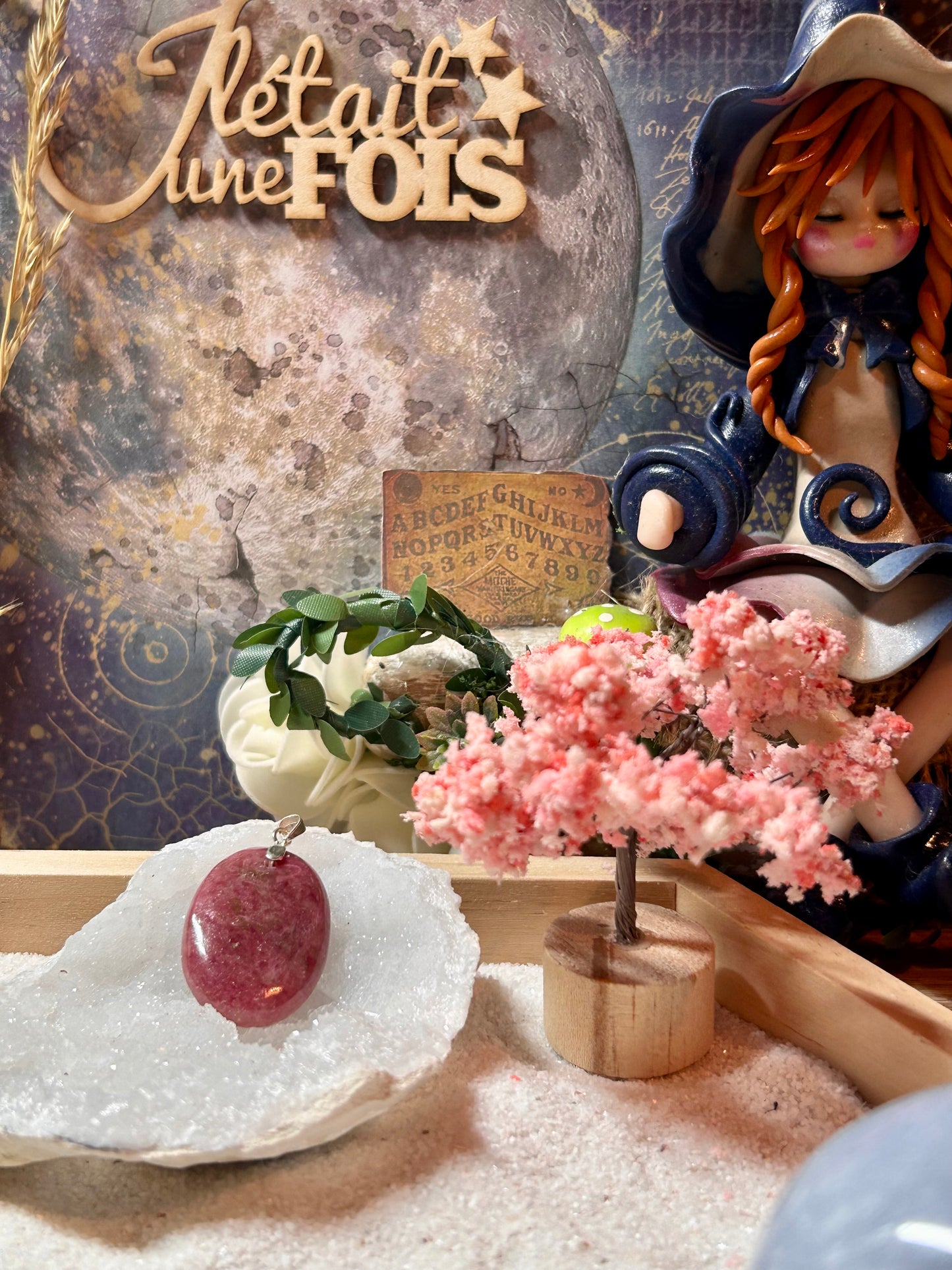 Pendentif de rhodonite rose
