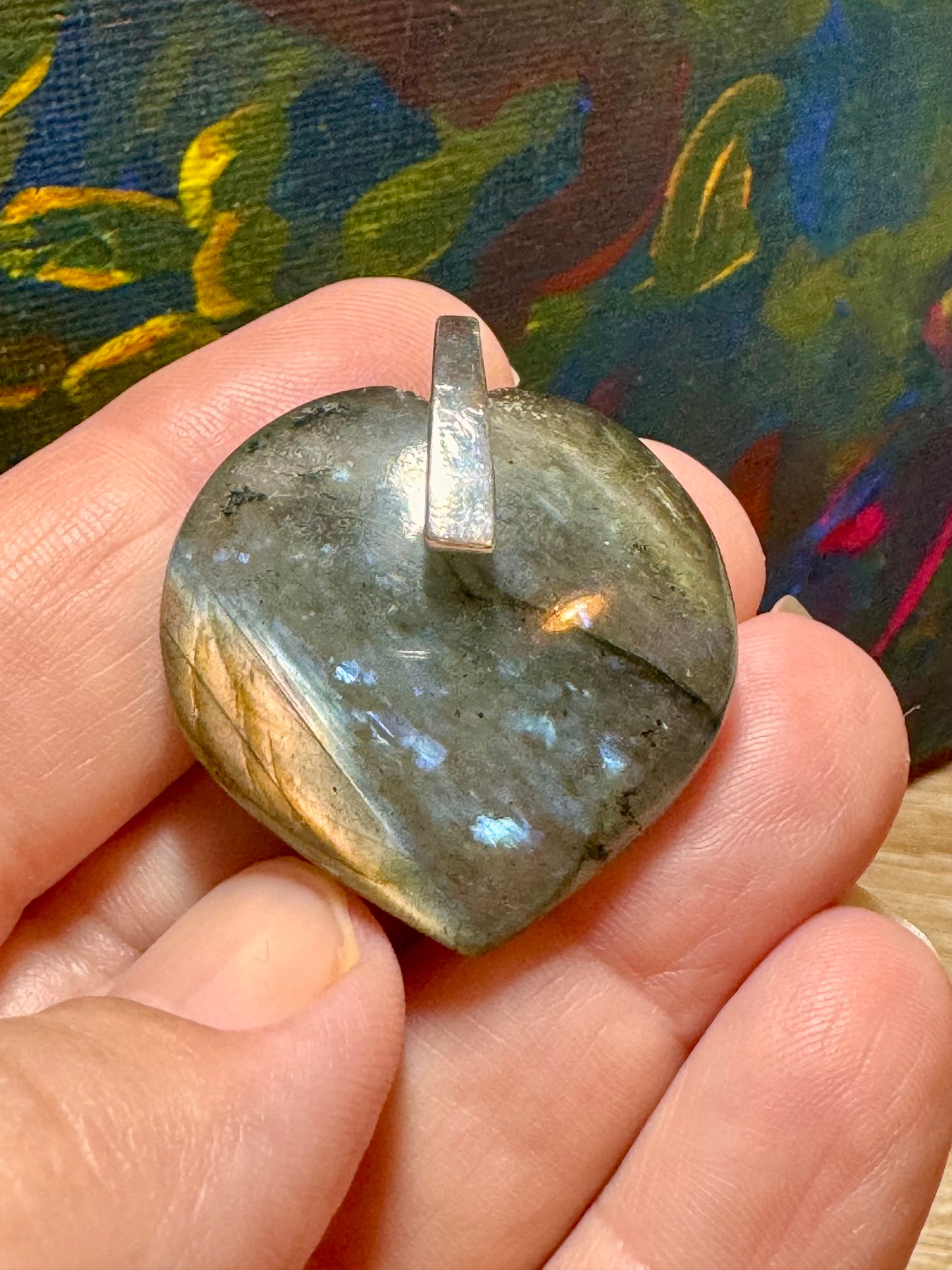Pendentif cœur en labradorite