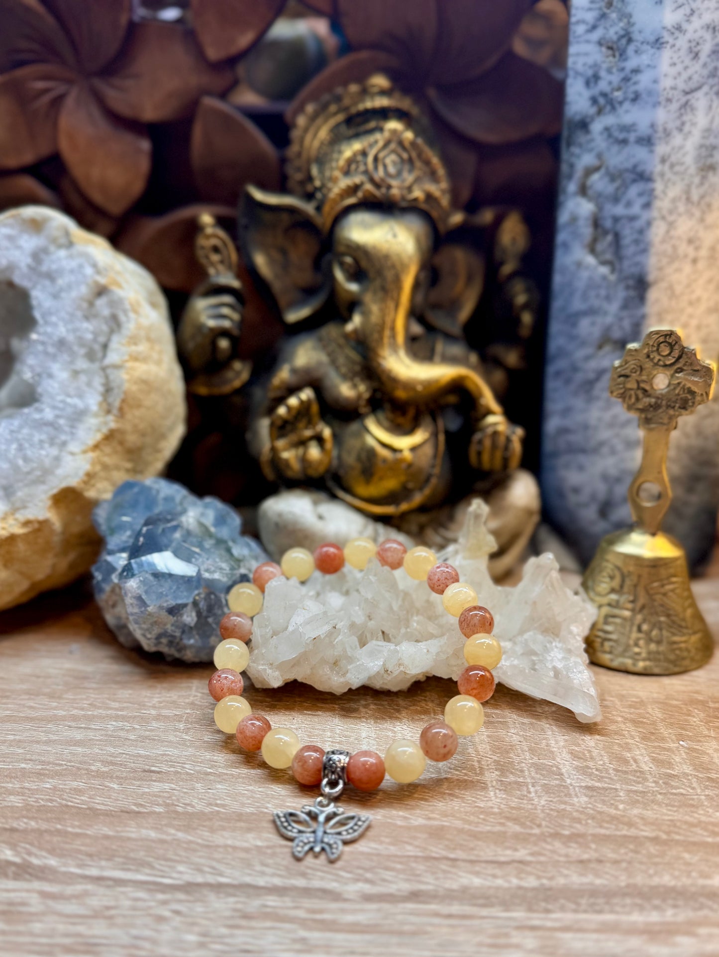 Bracelet Jade Jaune et Pierre du Soleil