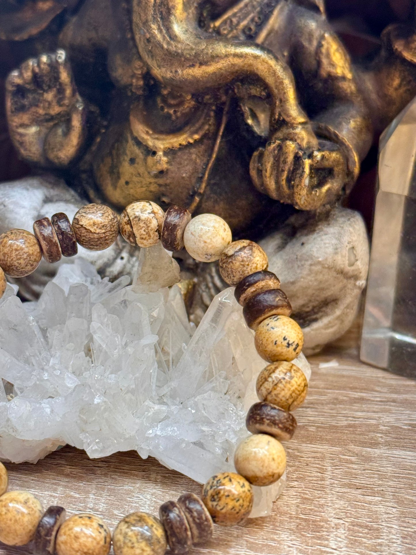 Bracelet Jaspe Paysage et Bois 17cm
