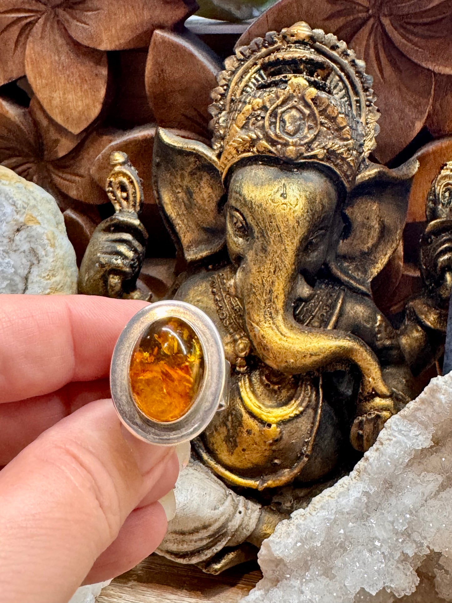 Bague ambre T58