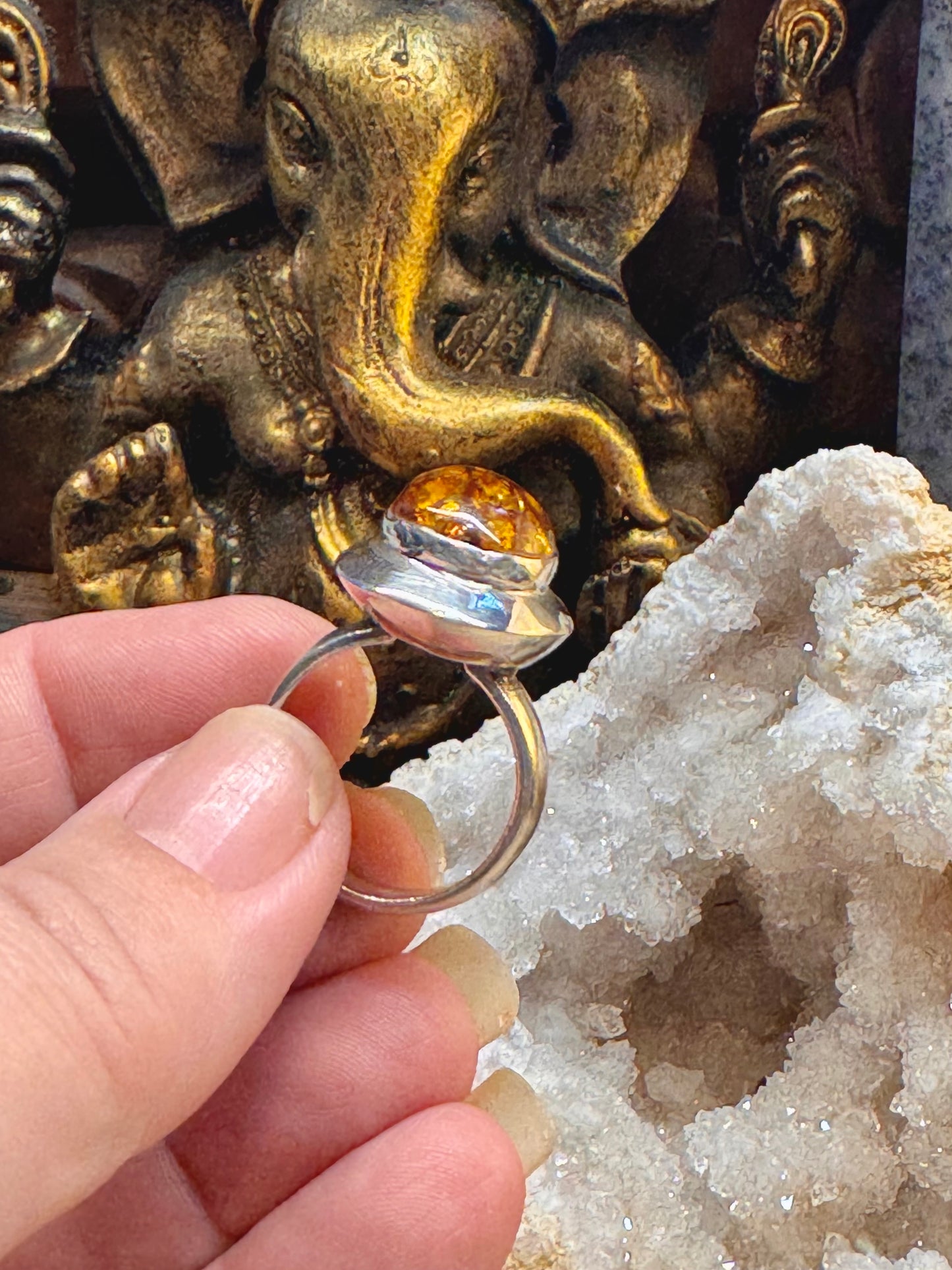 Bague ambre T56
