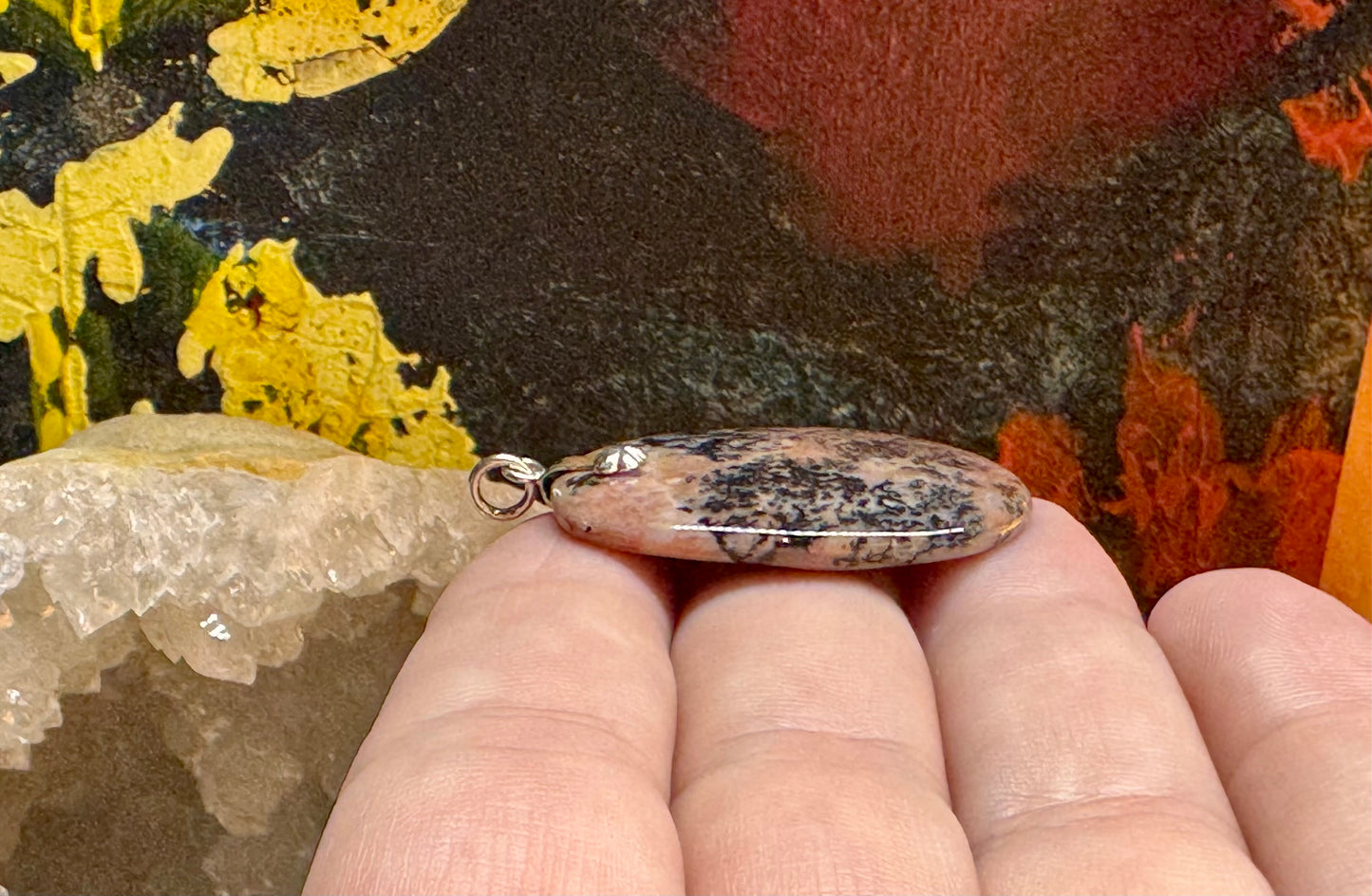 Pendentif de rhodonite
