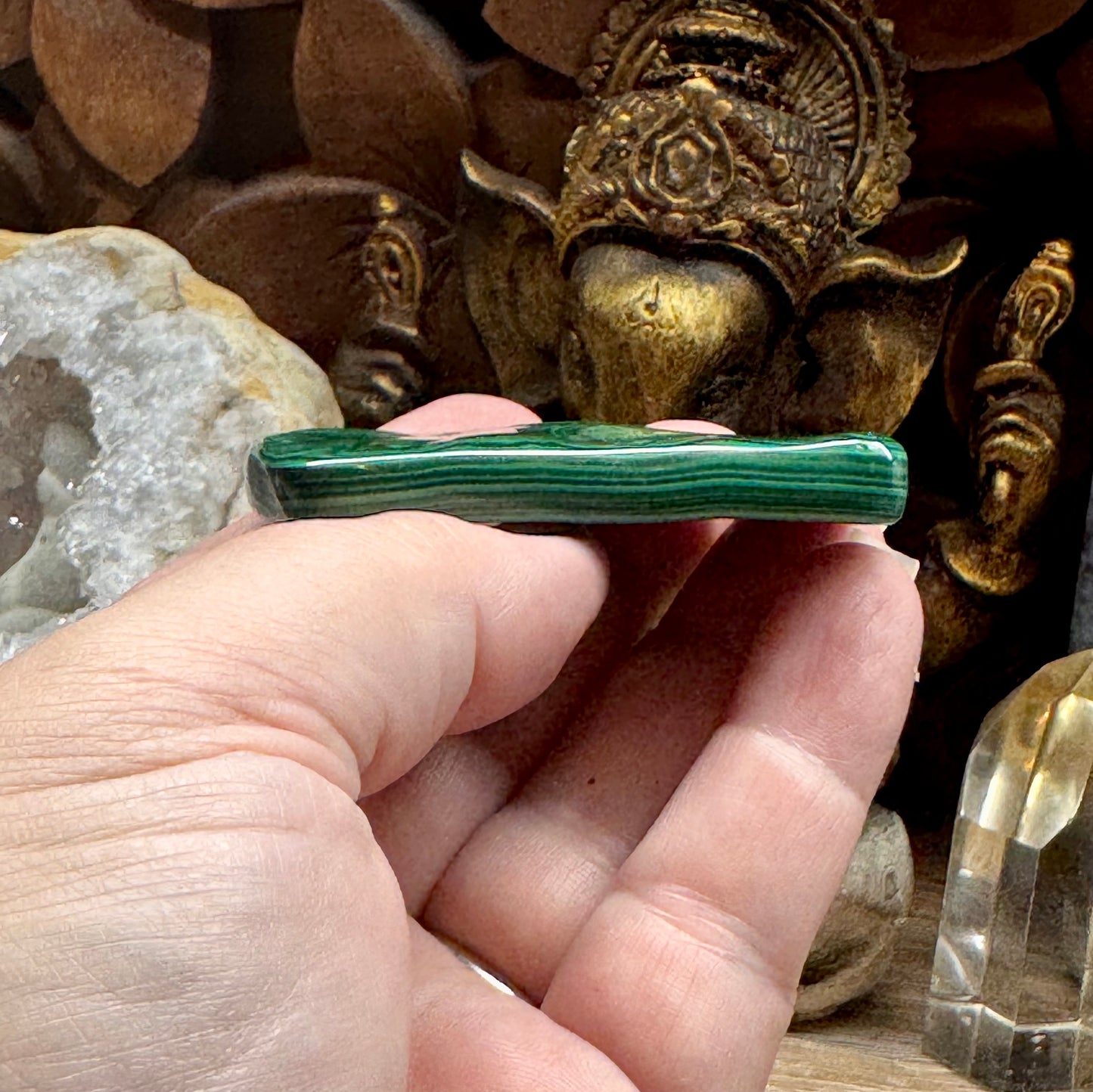 Plaque polie de malachite