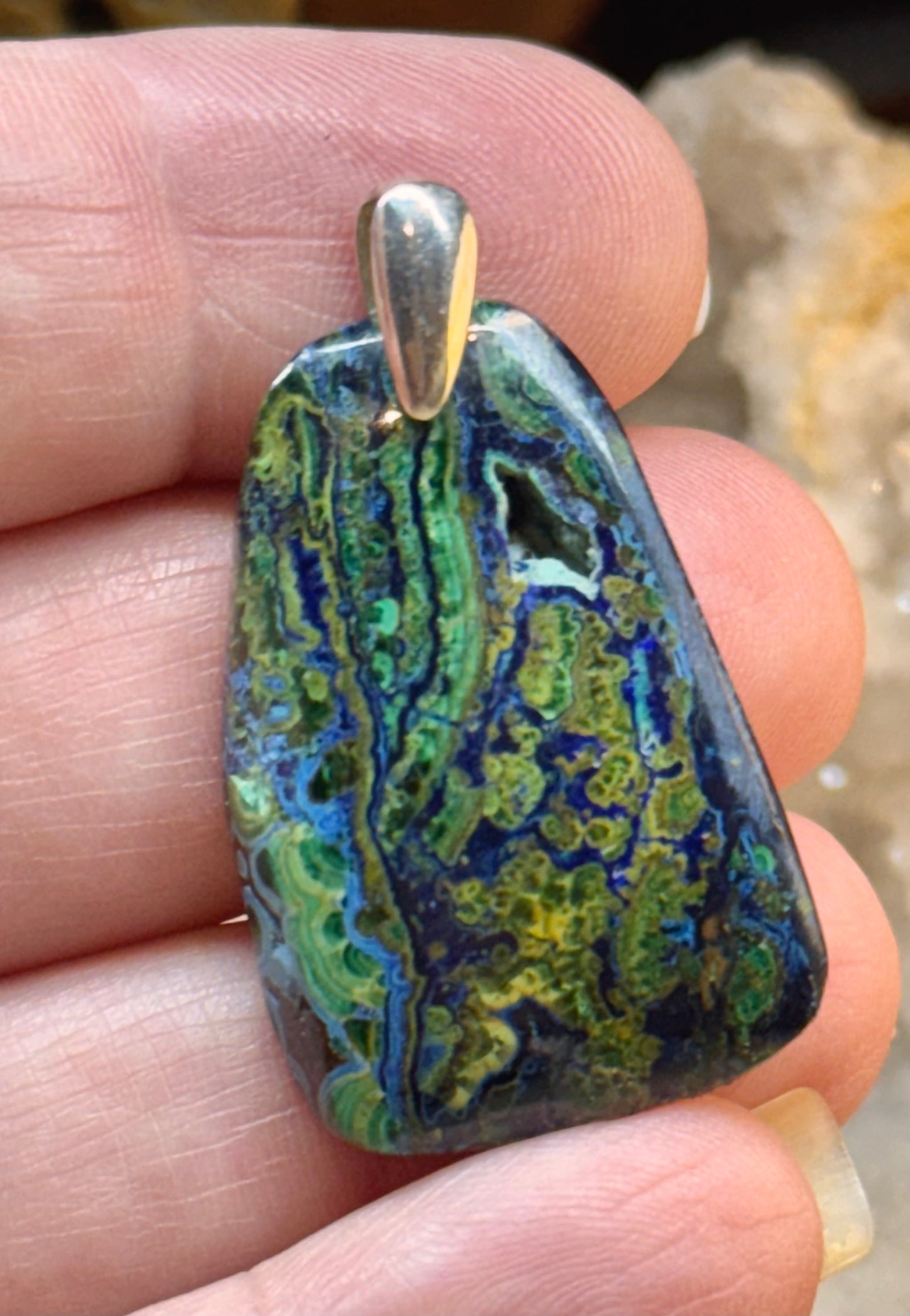 Pendentif d’azurite malachite