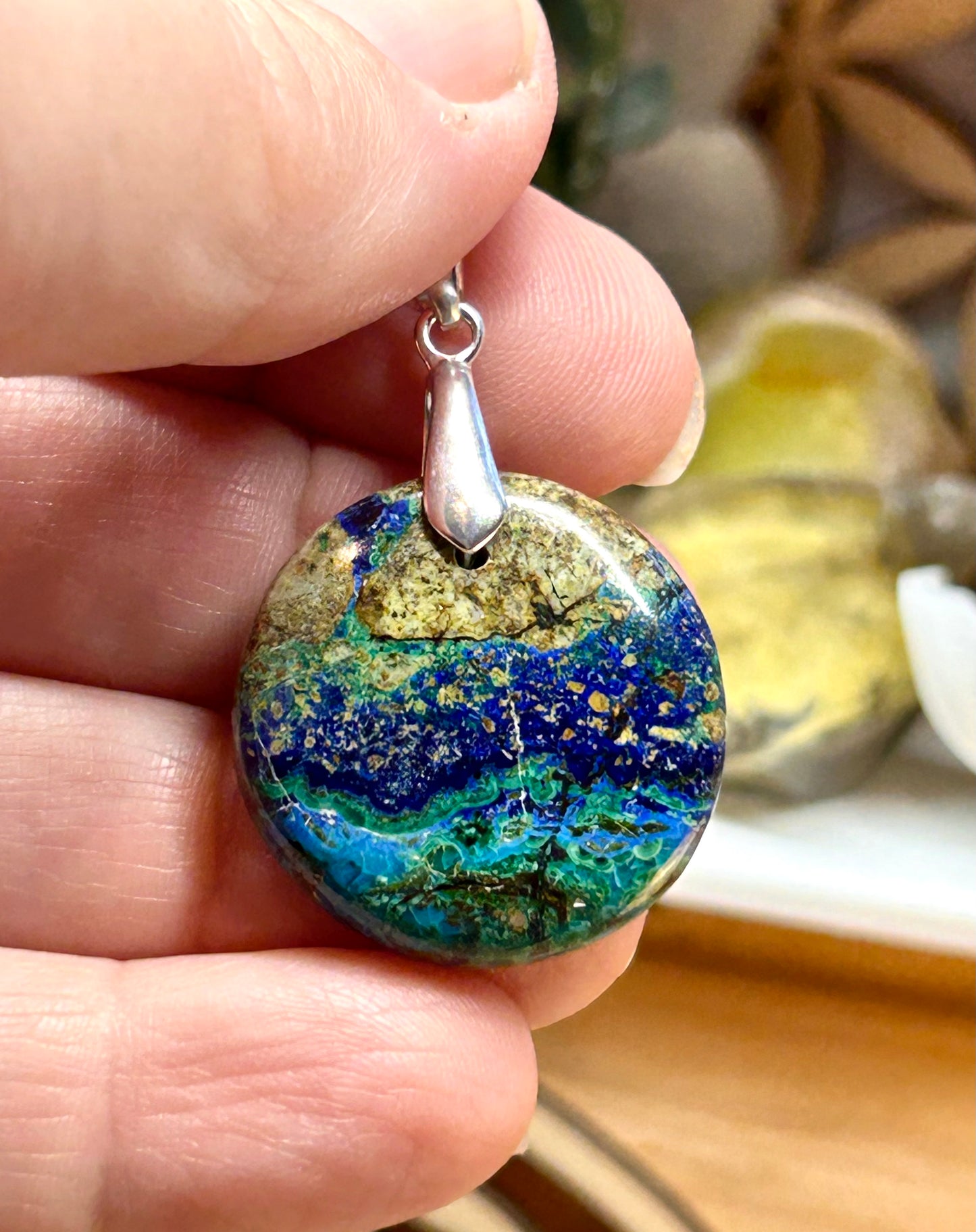 Pendentif d’azurite malachite