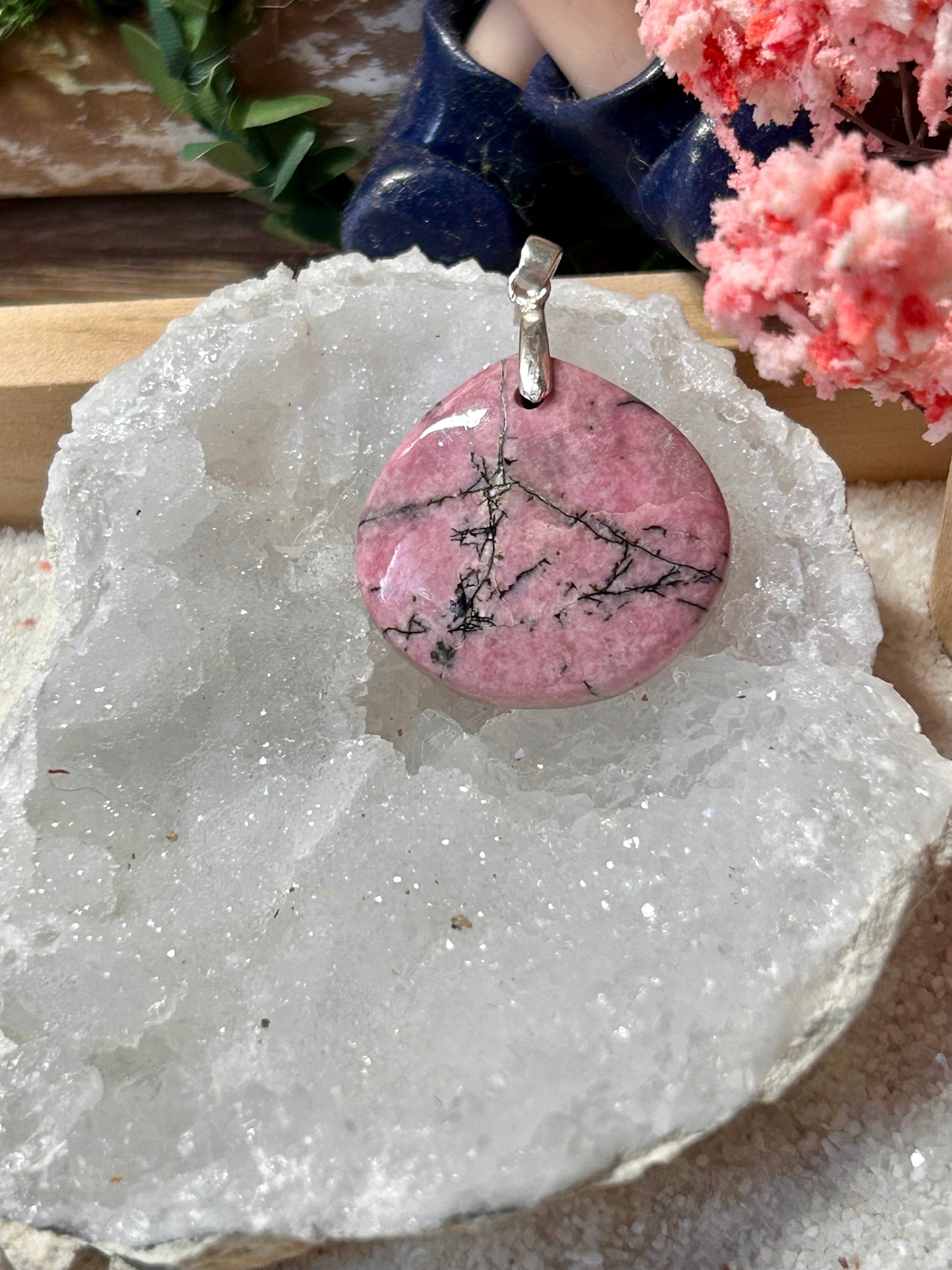 Pendentif de rhodonite