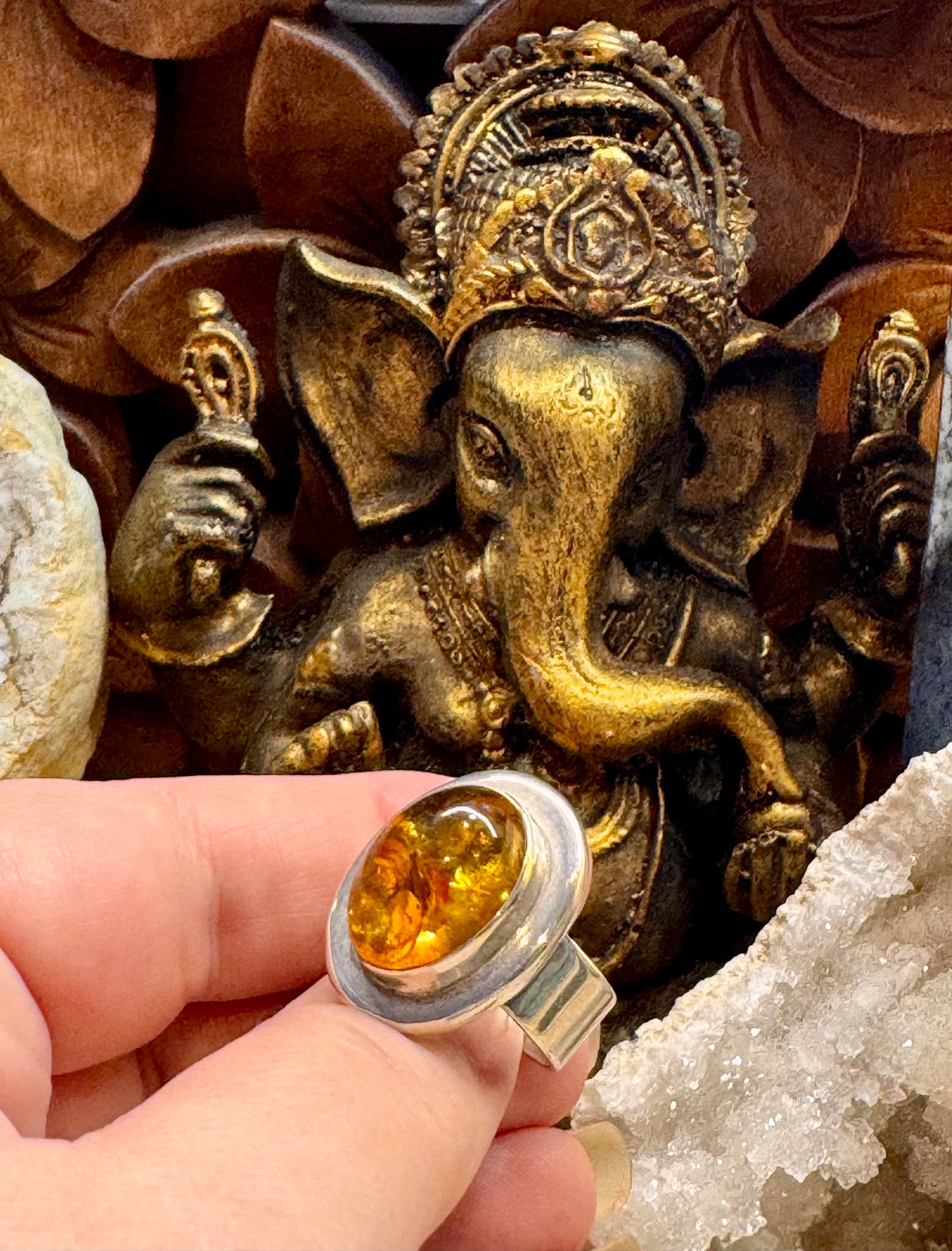 Bague ambre T58
