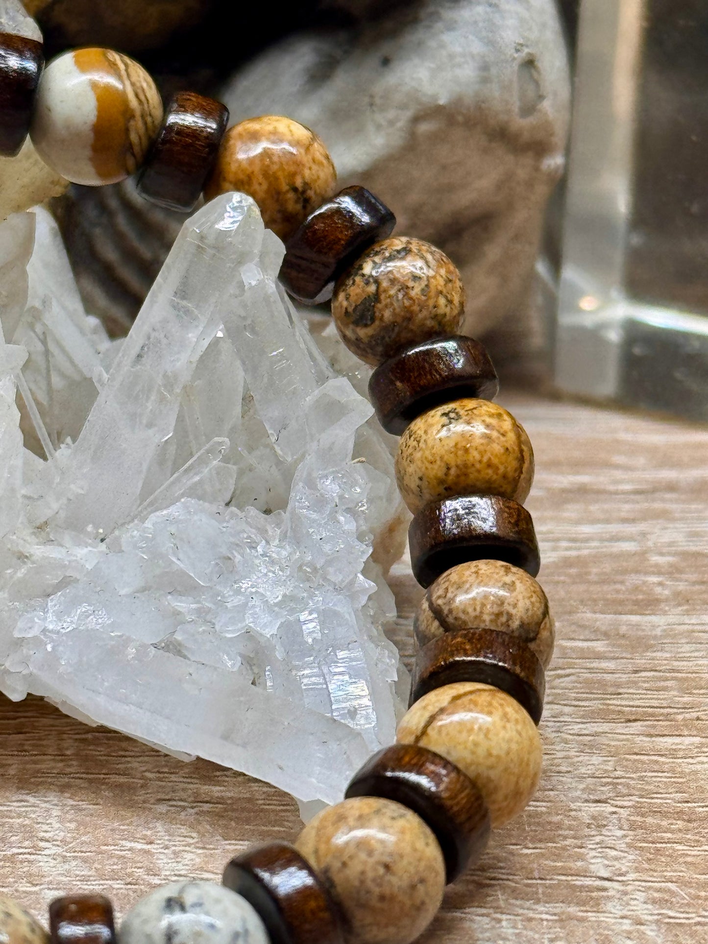 Bracelet de Jaspe paysage et bois