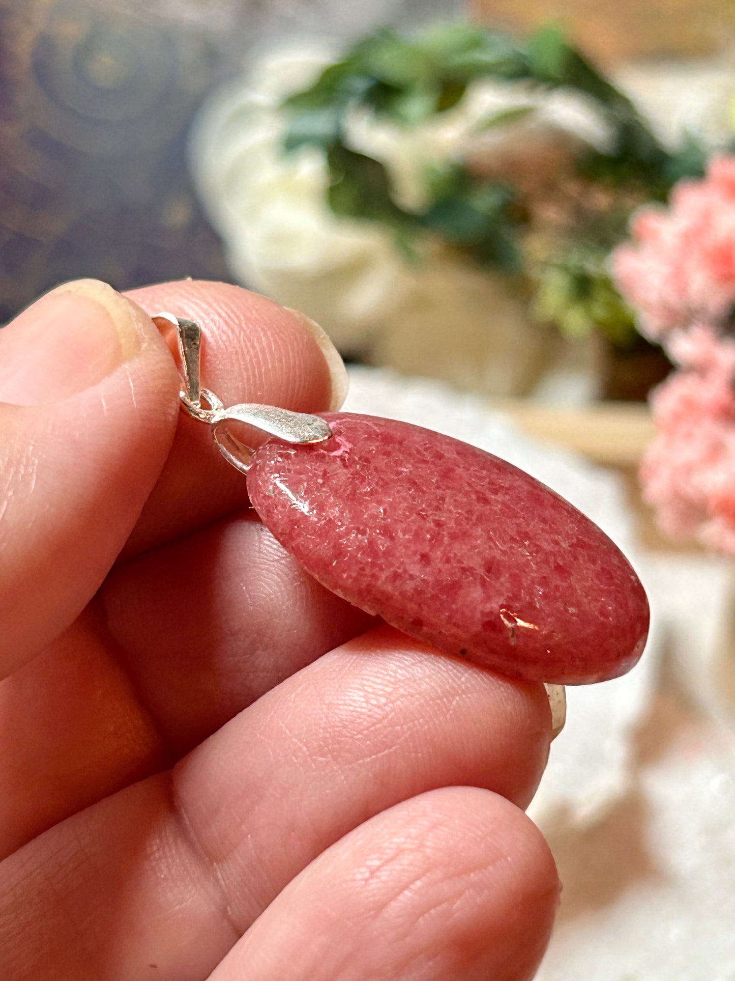 Pendentif de rhodonite rose