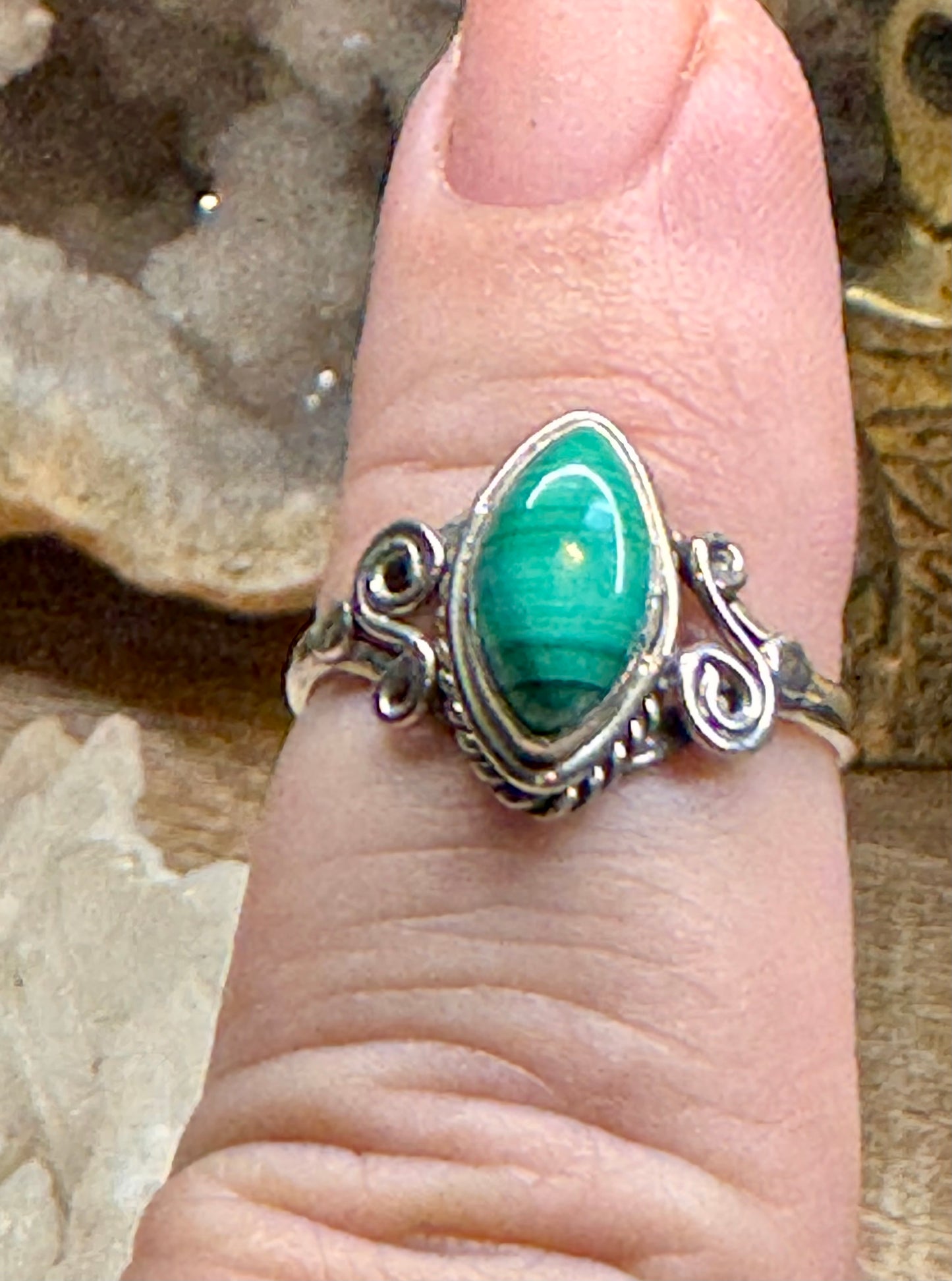 Bague en argent 925 et Malachite