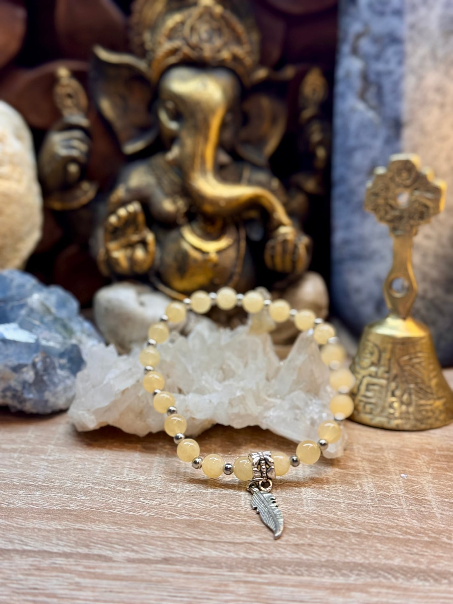 Bracelet Jade Jaune et Pierre du Soleil
