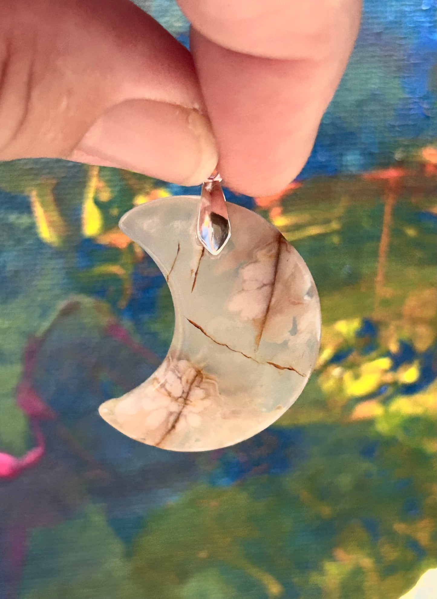 Pendentif d’agate fleurs de cerisier