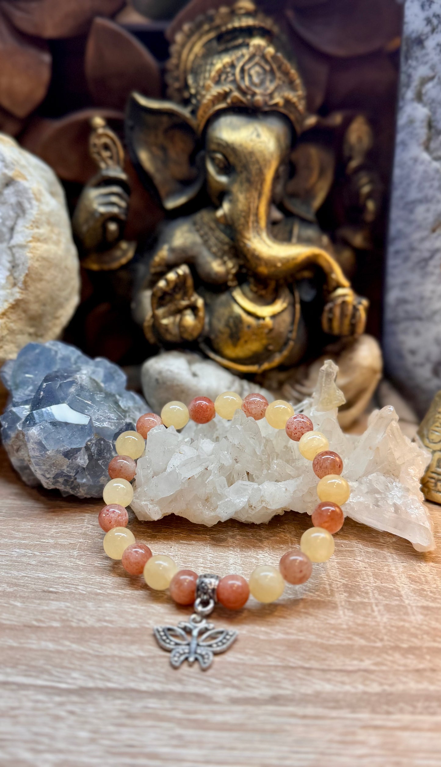 Bracelet Jade Jaune et Pierre du Soleil