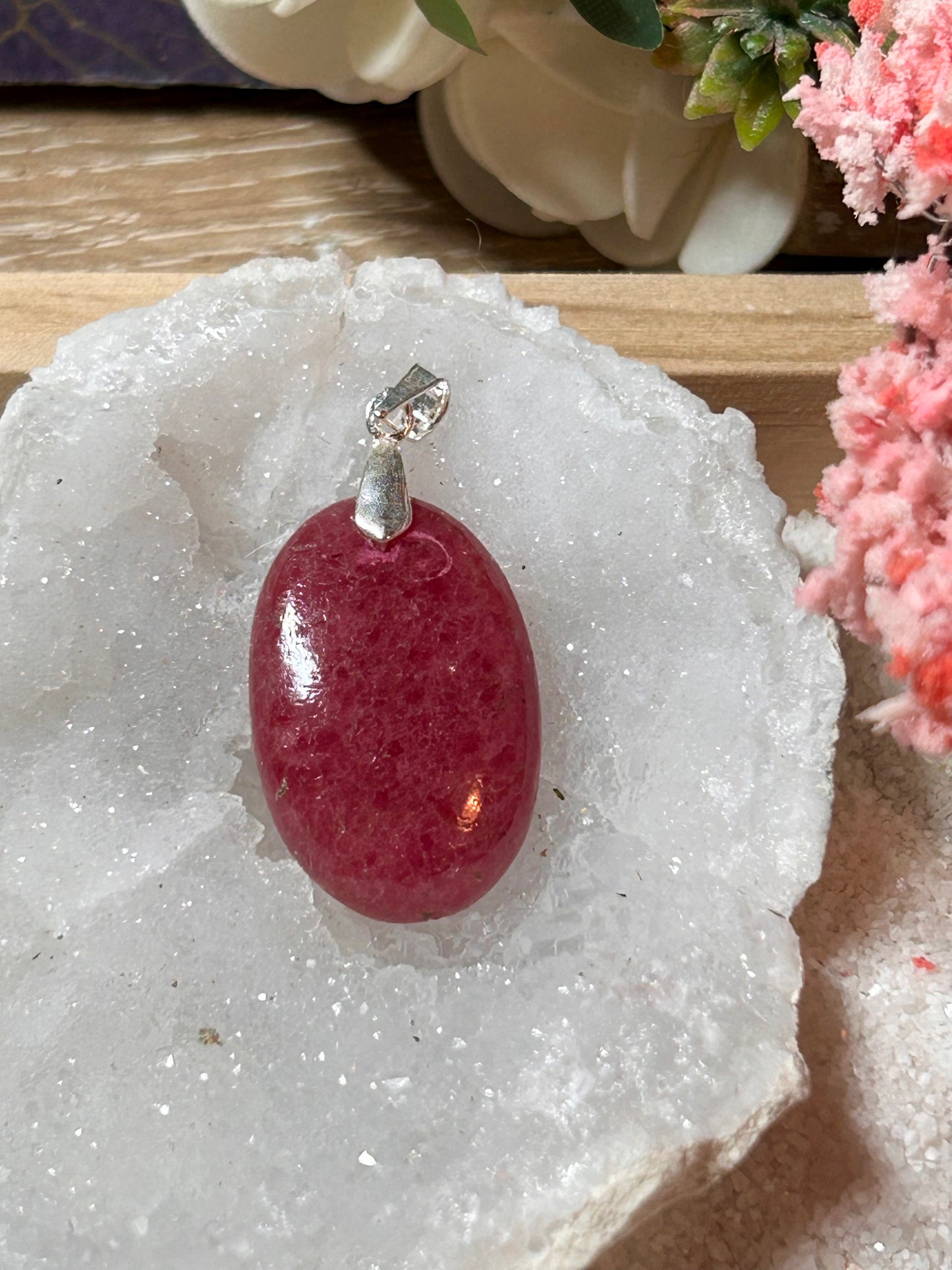 Pendentif de rhodonite rose