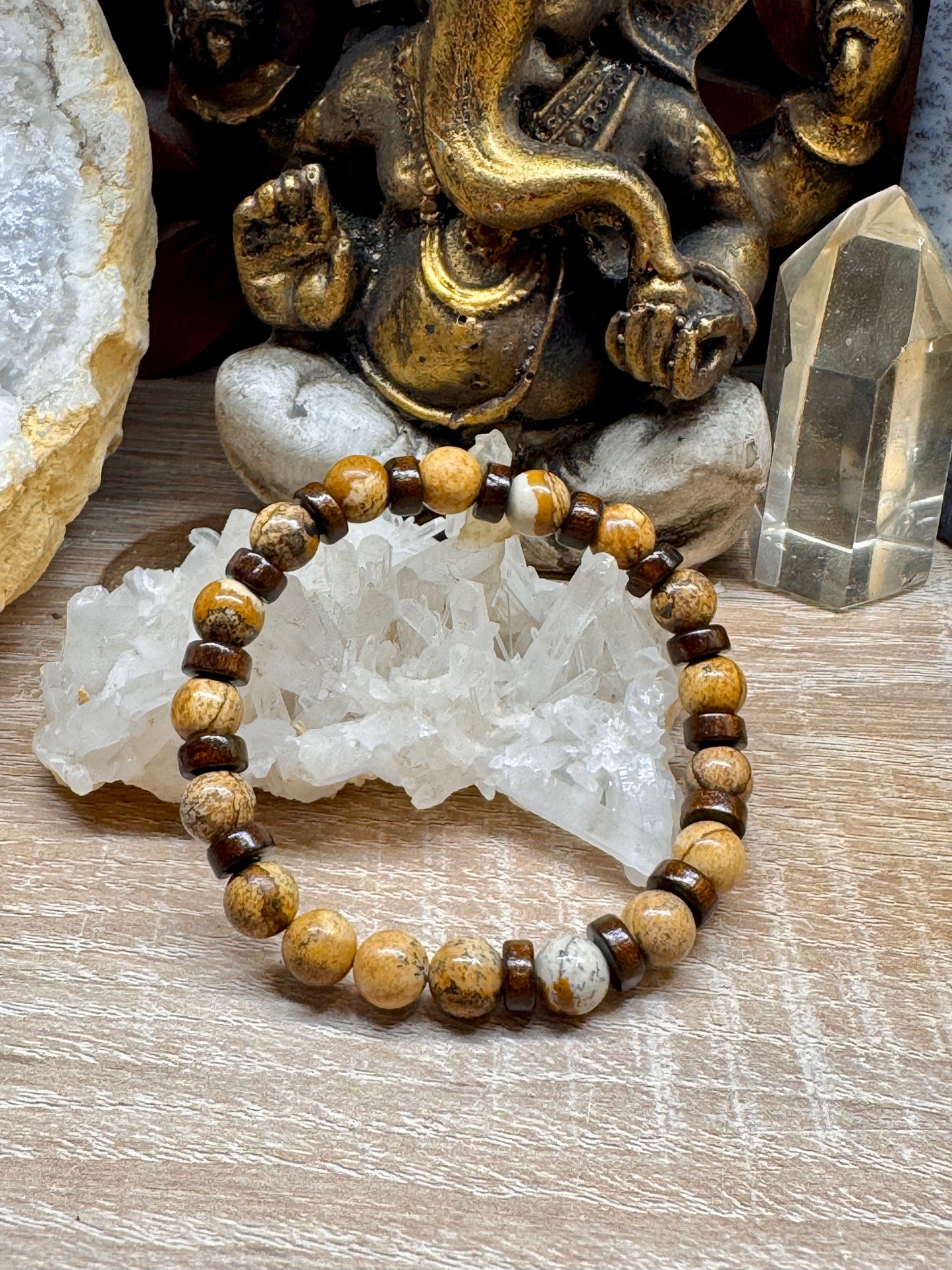 Bracelet de Jaspe paysage et bois