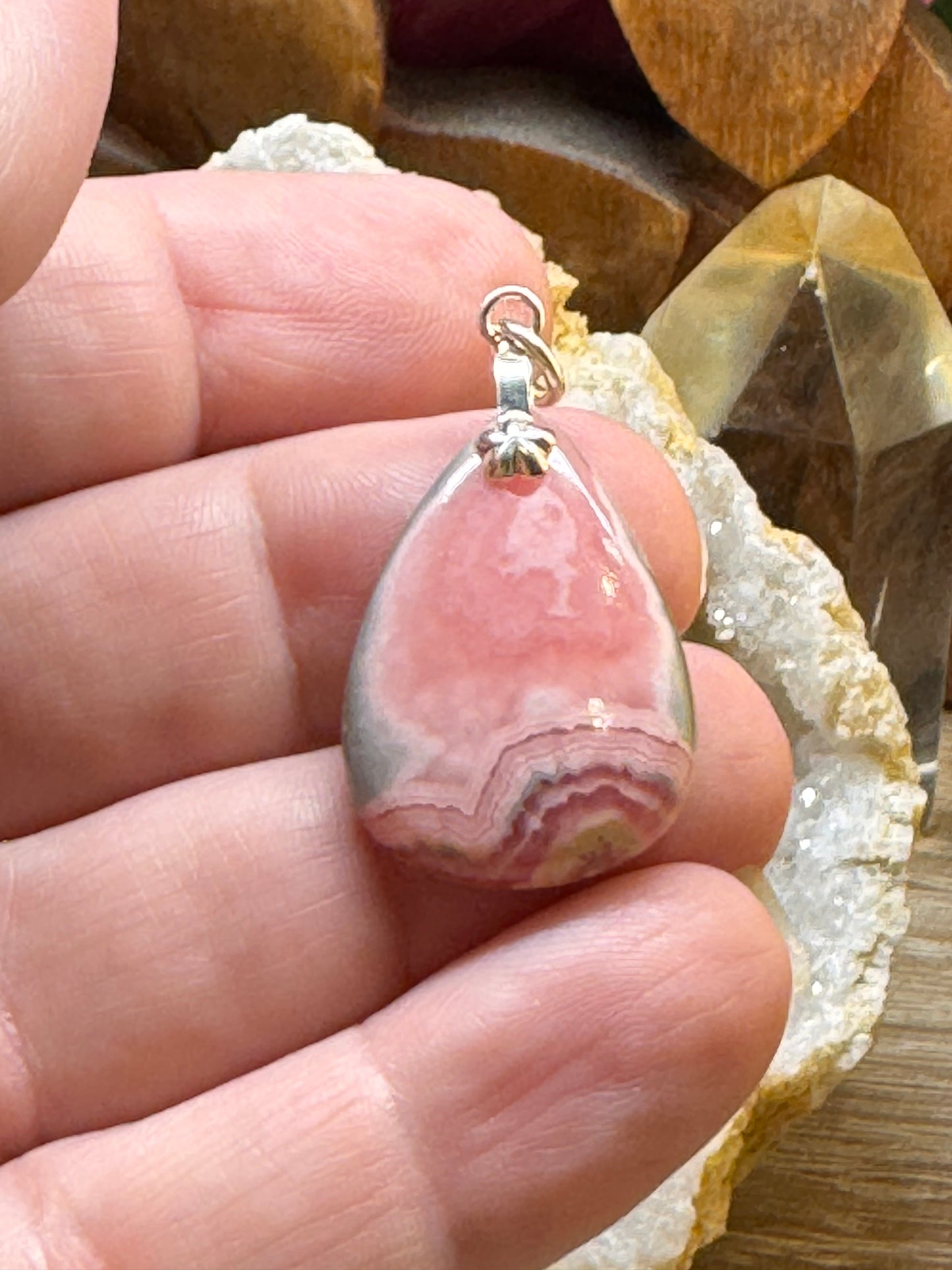 Pendentif de rhodochrosite