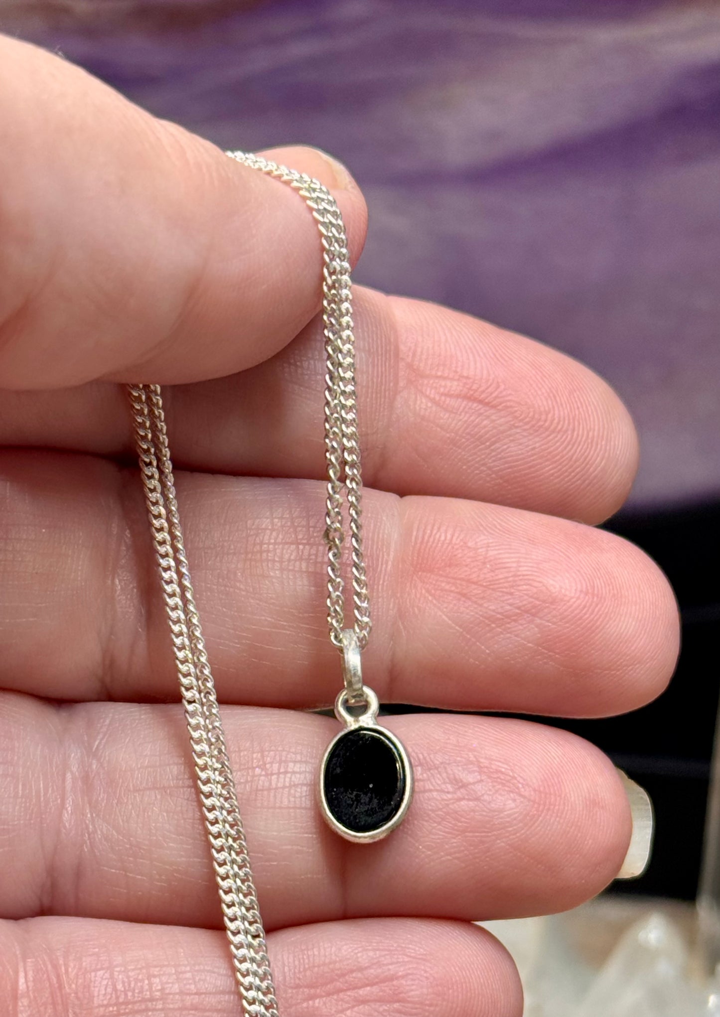 Collier pendentif en Obsidienne noire