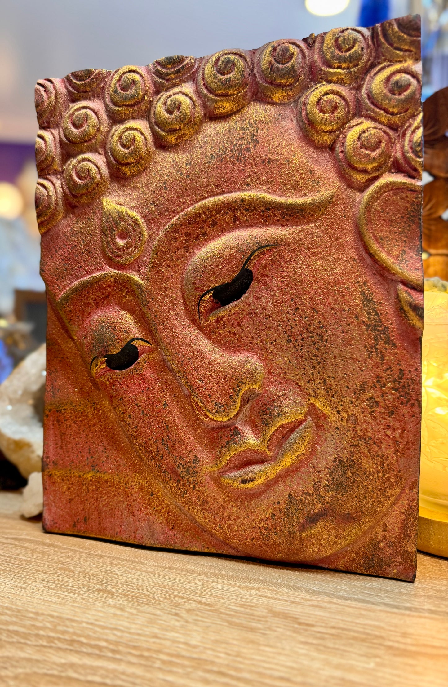 Cadre Bouddha en bois sculpté