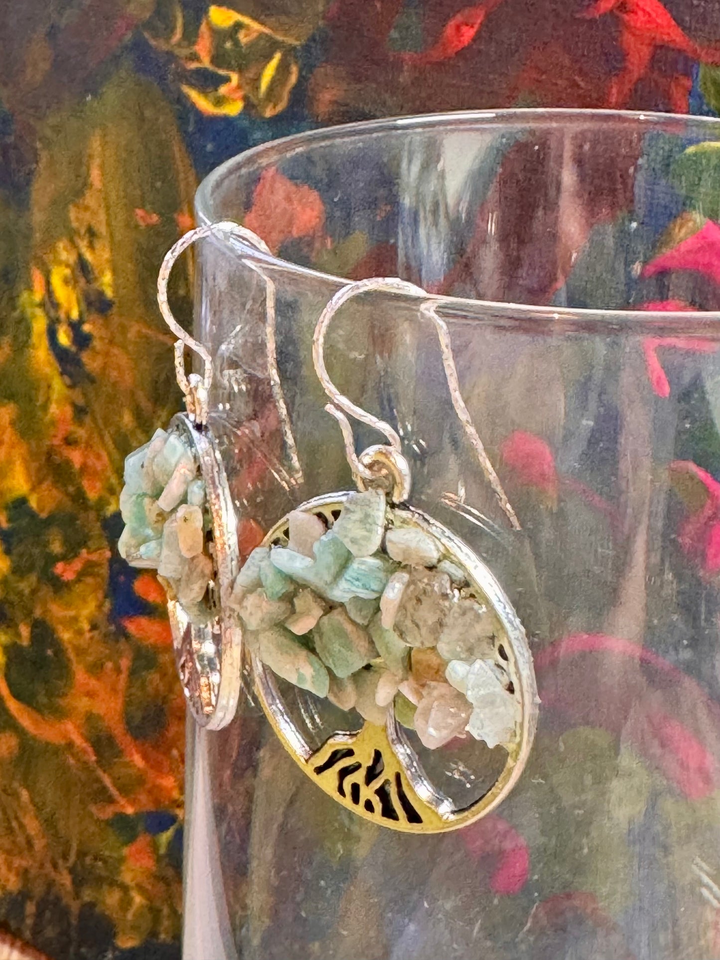 Boucles d’oreilles fleur de vie en amazonite