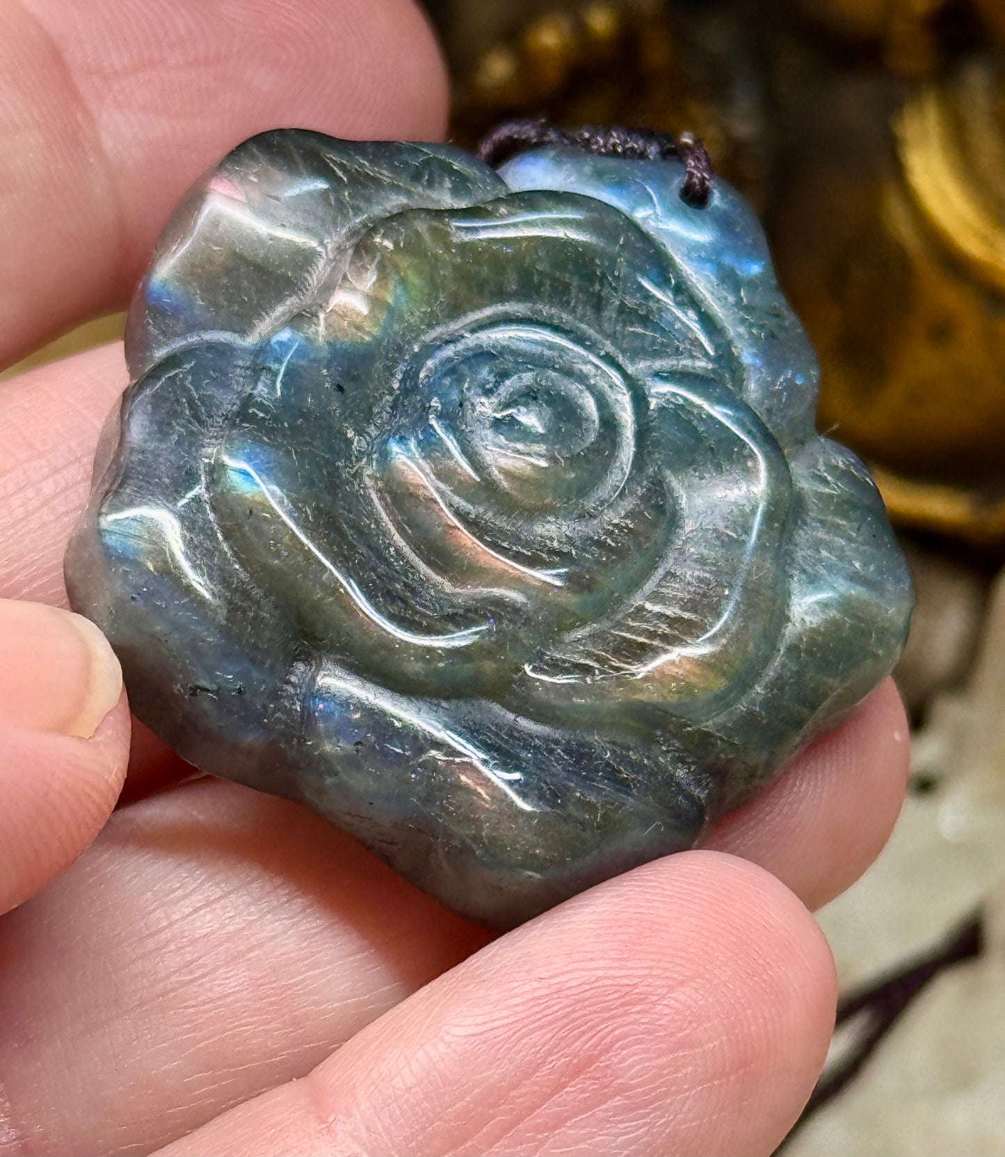 Pendentif rose en Labradorite - 2