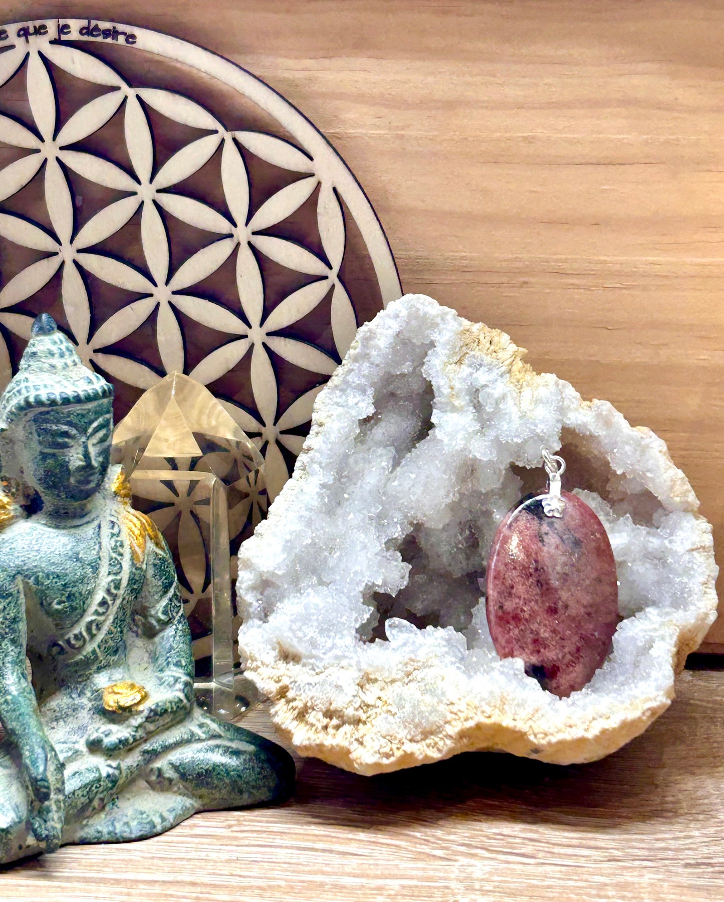 Pendentif de rhodonite
