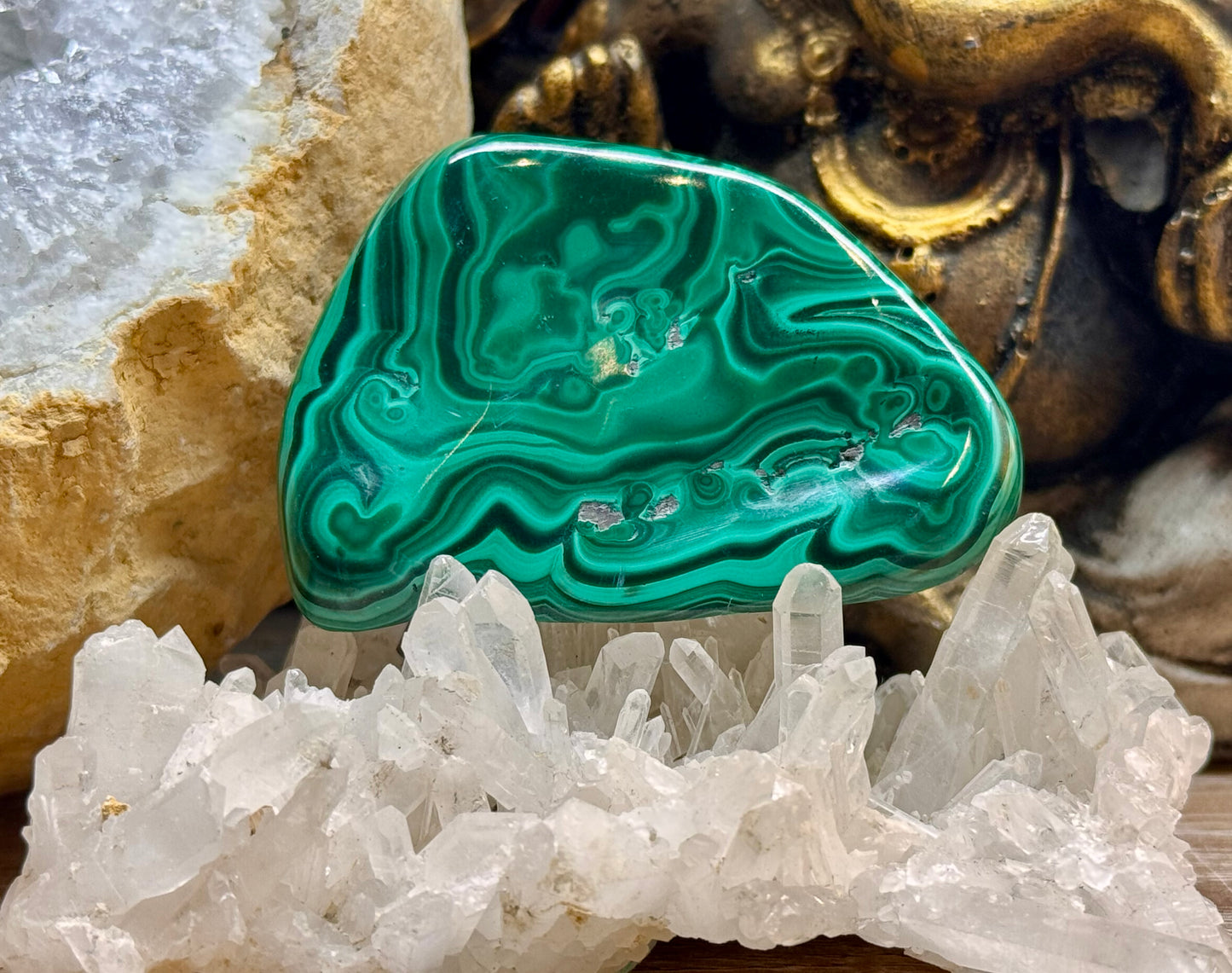 Plaque polie de malachite