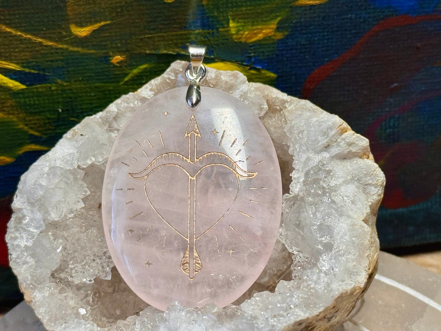 Pendentif de quartz rose
