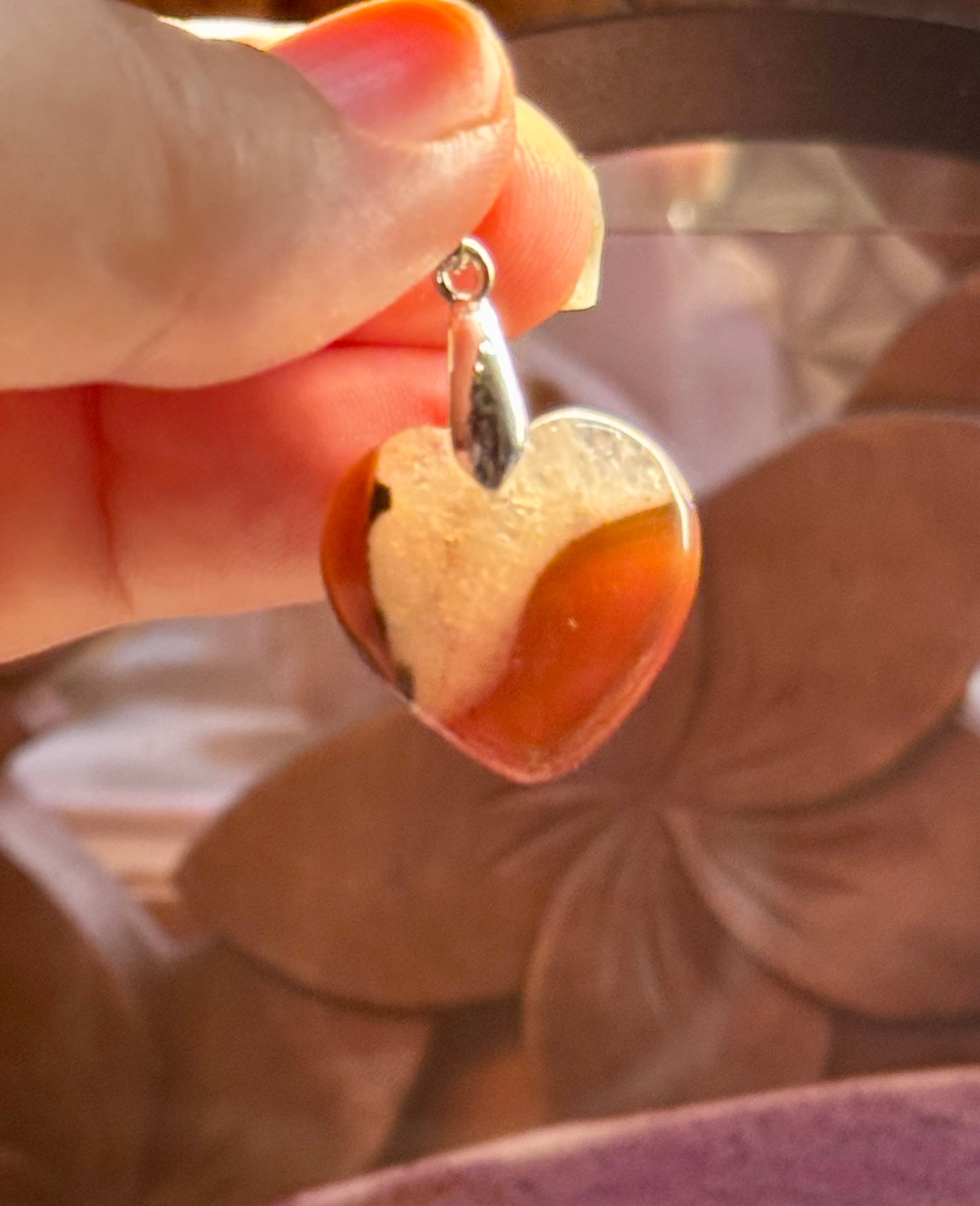 Pendentif cœur en Cornaline
