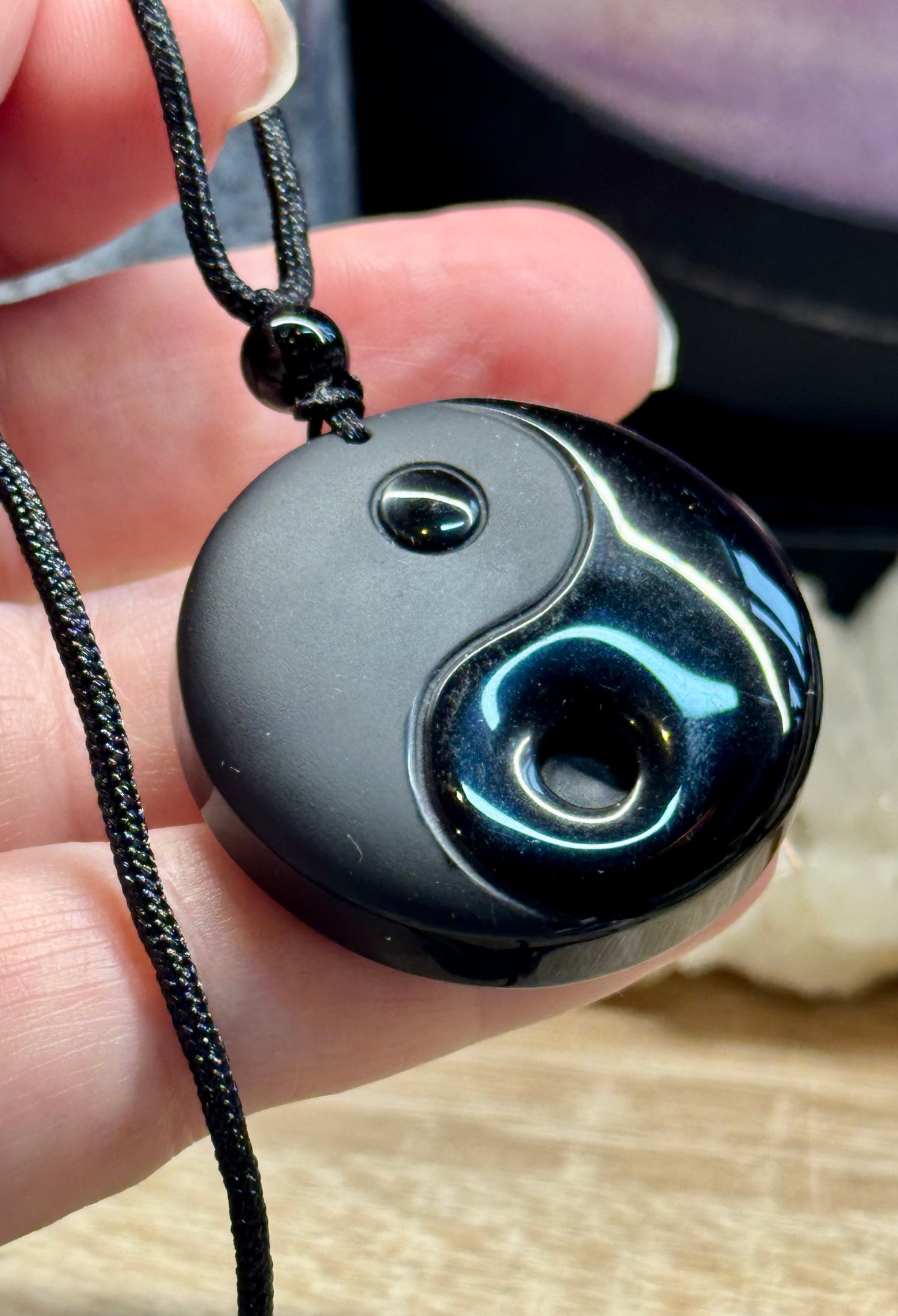 Collier en Obsidienne Noire Yin Yang