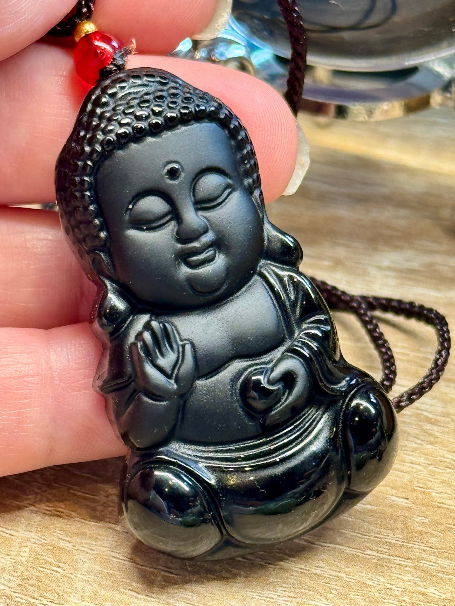 Collier Petit Bouddha en Obsidienne Noire