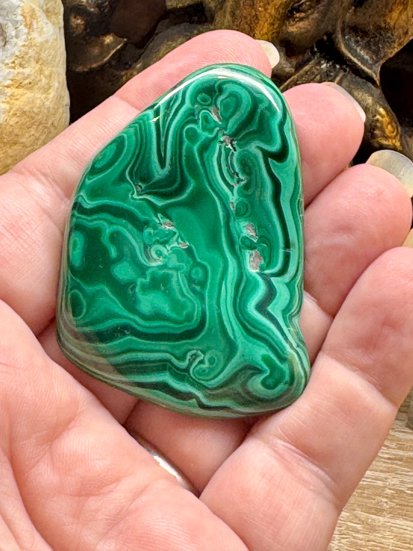 Plaque polie de malachite