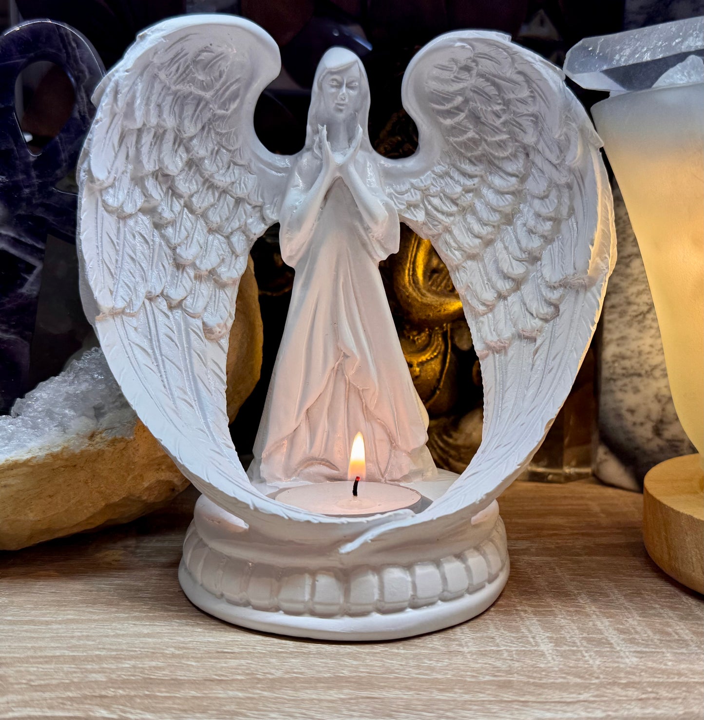 Ange bougeoir en résine