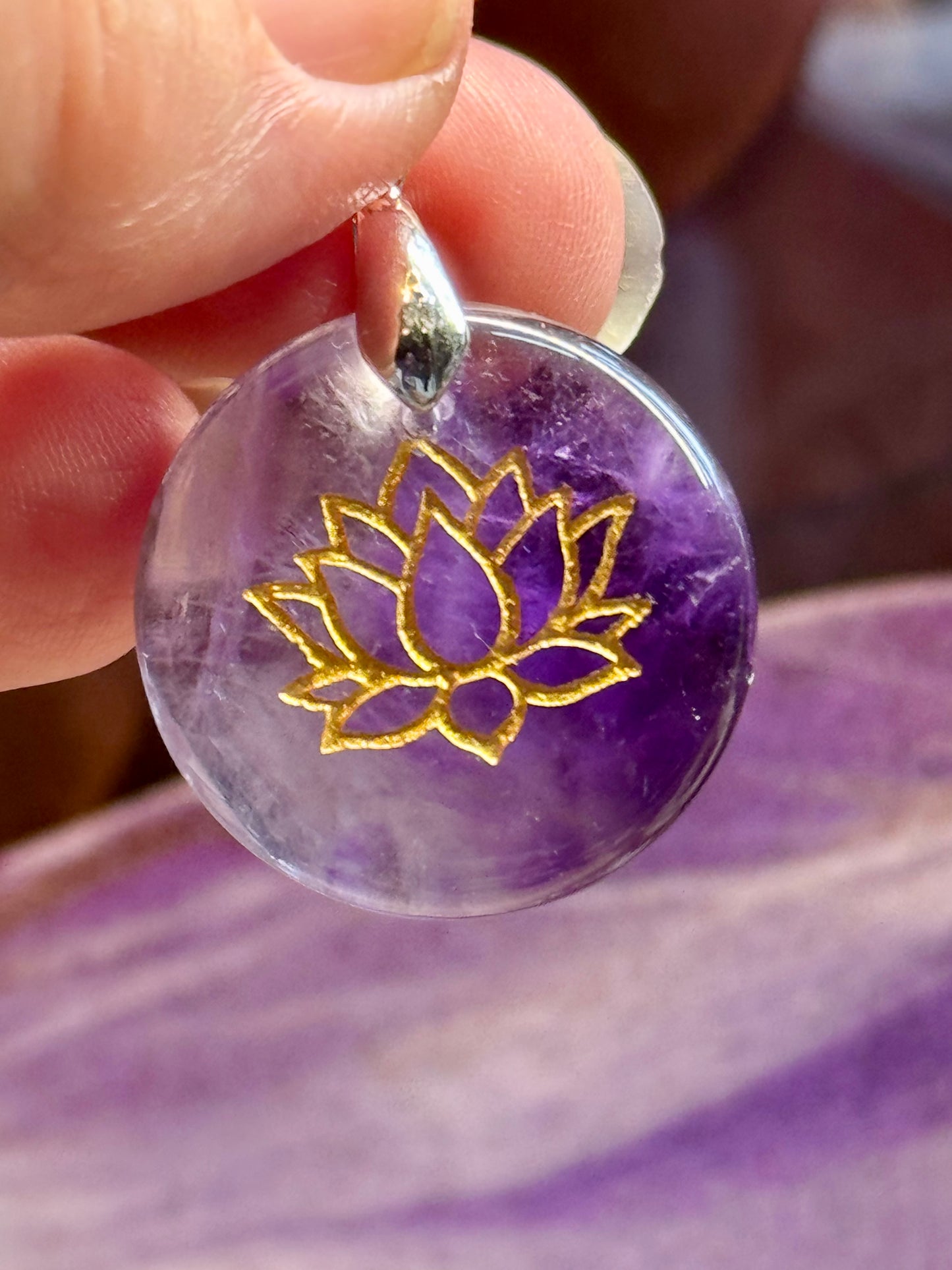 Pendentif Améthyste - Fleur de Lotus 1