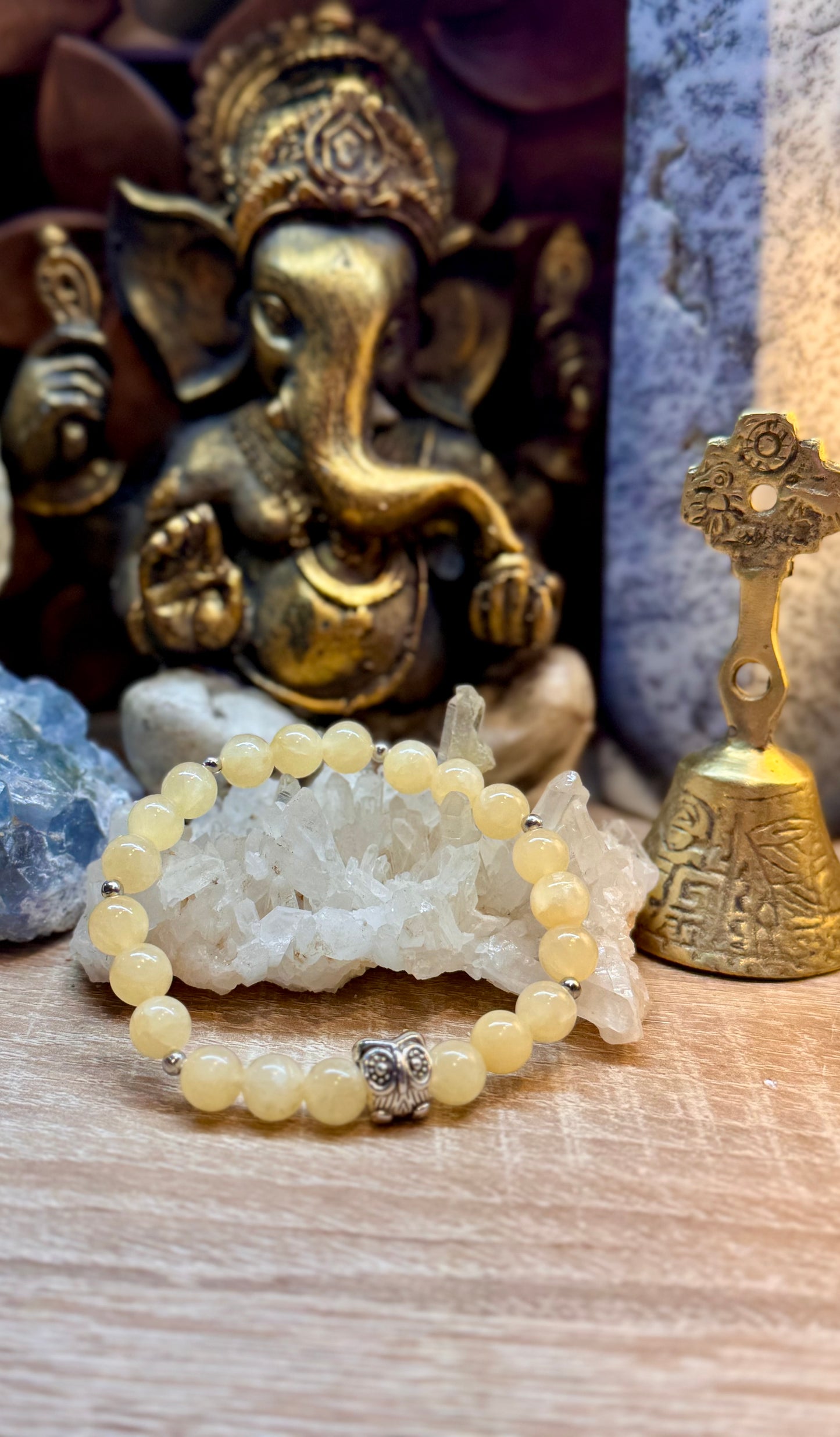 Bracelet Jade Jaune et Pierre du Soleil