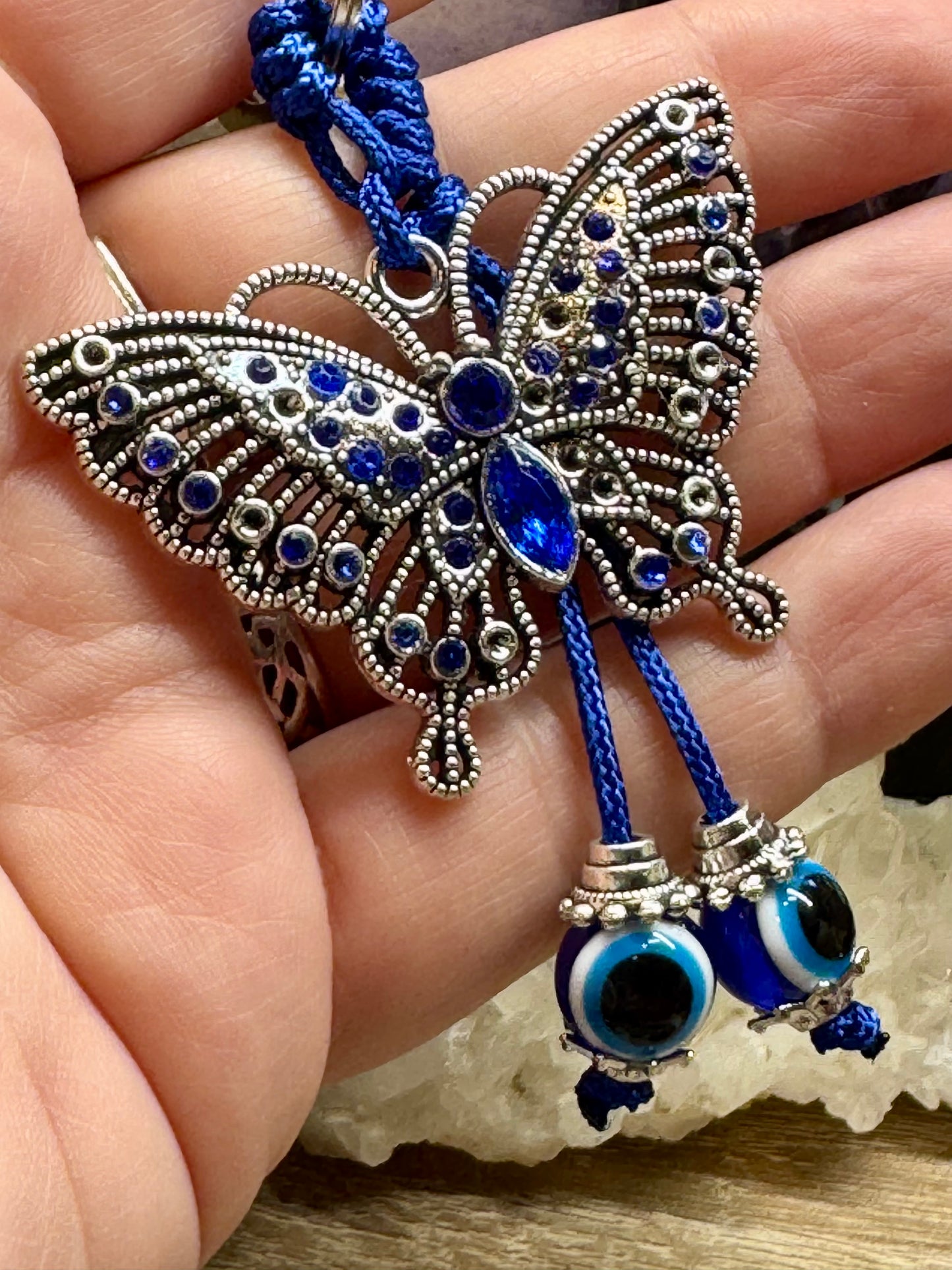 Porte clé Papillon et Oeil de Nazar