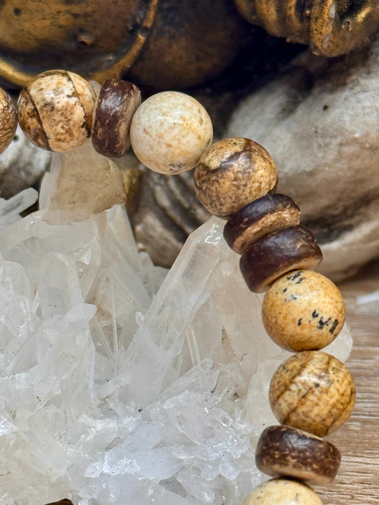 Bracelet Jaspe Paysage et Bois 17cm