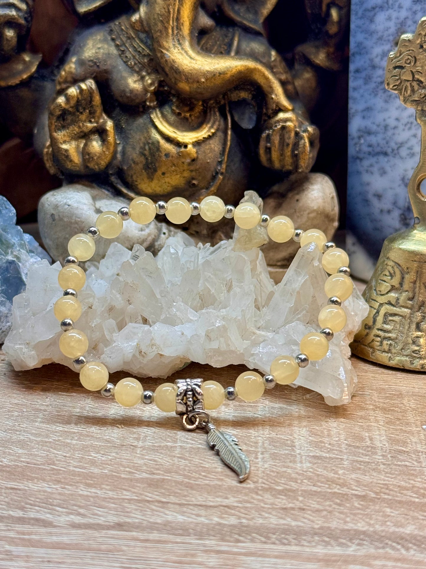 Bracelet Jade Jaune et Pierre du Soleil