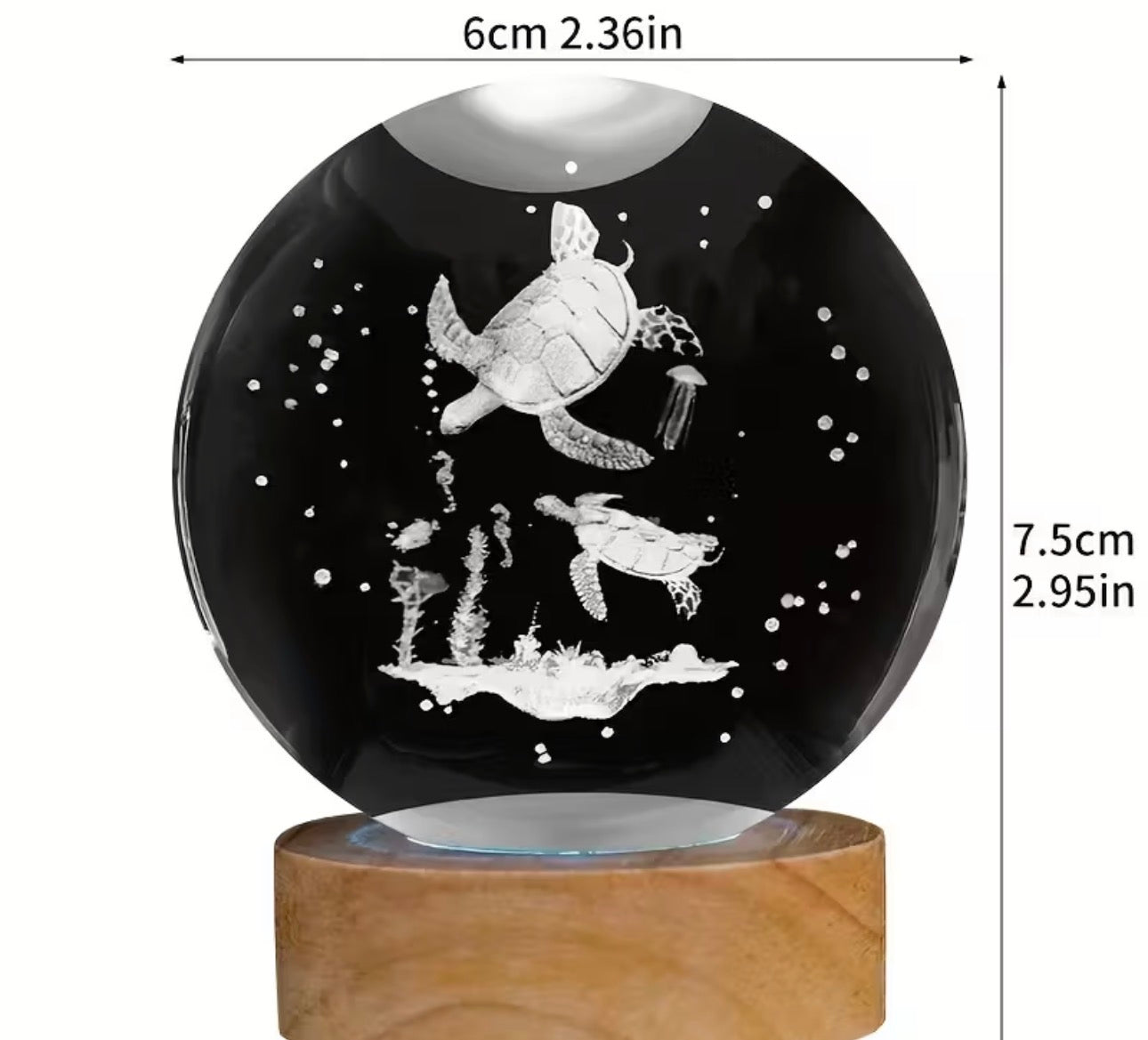 Boule de cristal avec tortues 3D
