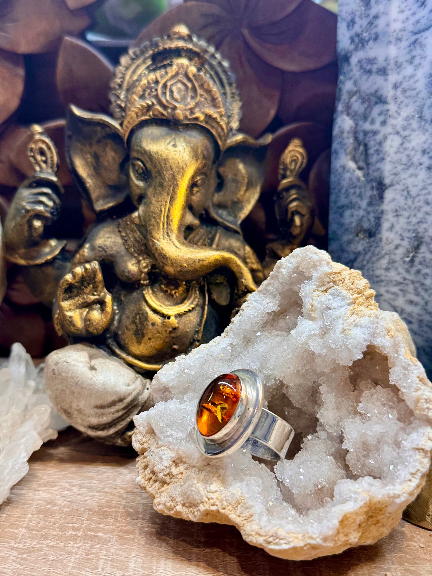 Bague en ambre T60